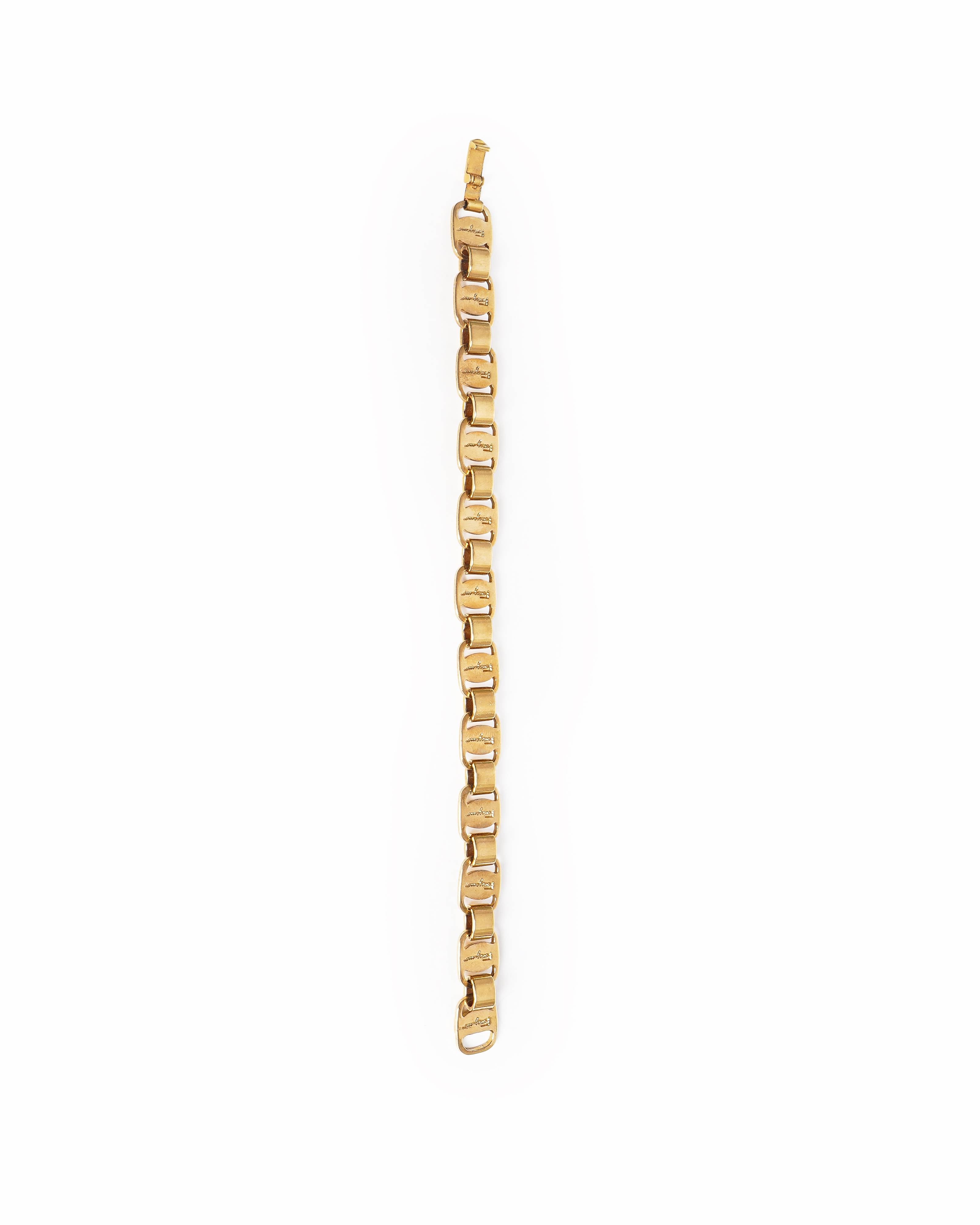 Salvatore Ferragamo Gold Tone Interlocking Link Bracelet