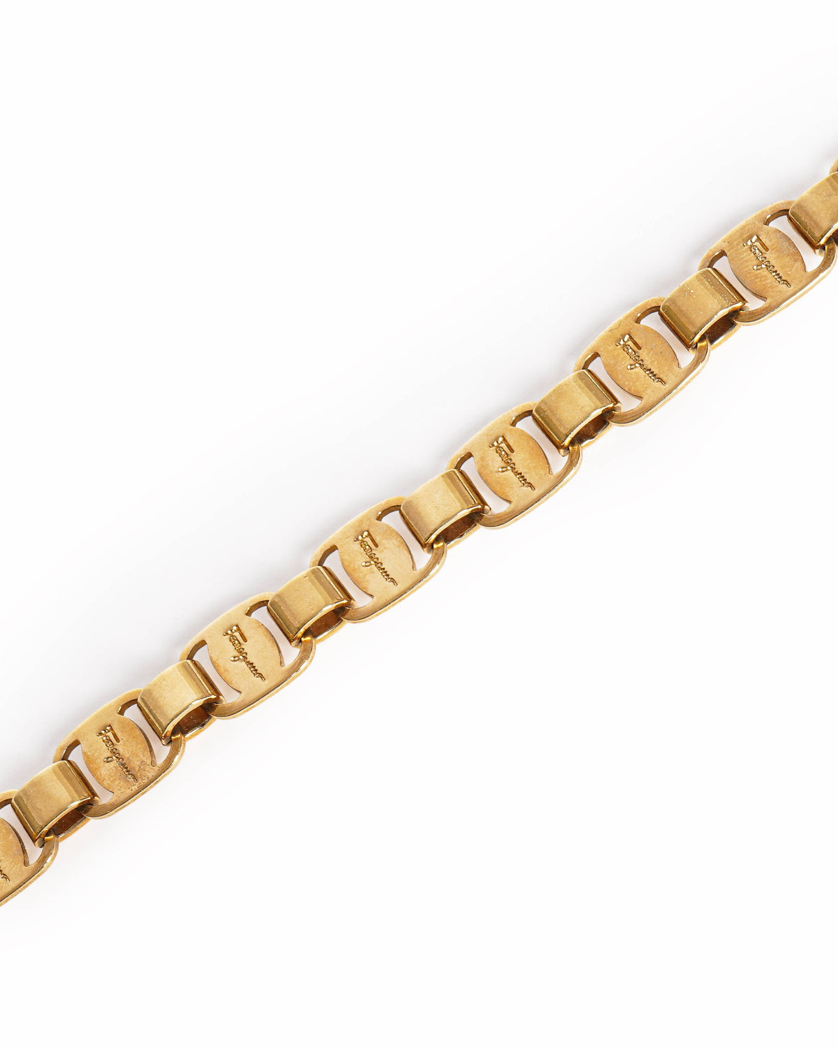 Salvatore Ferragamo Gold Tone Interlocking Link Bracelet