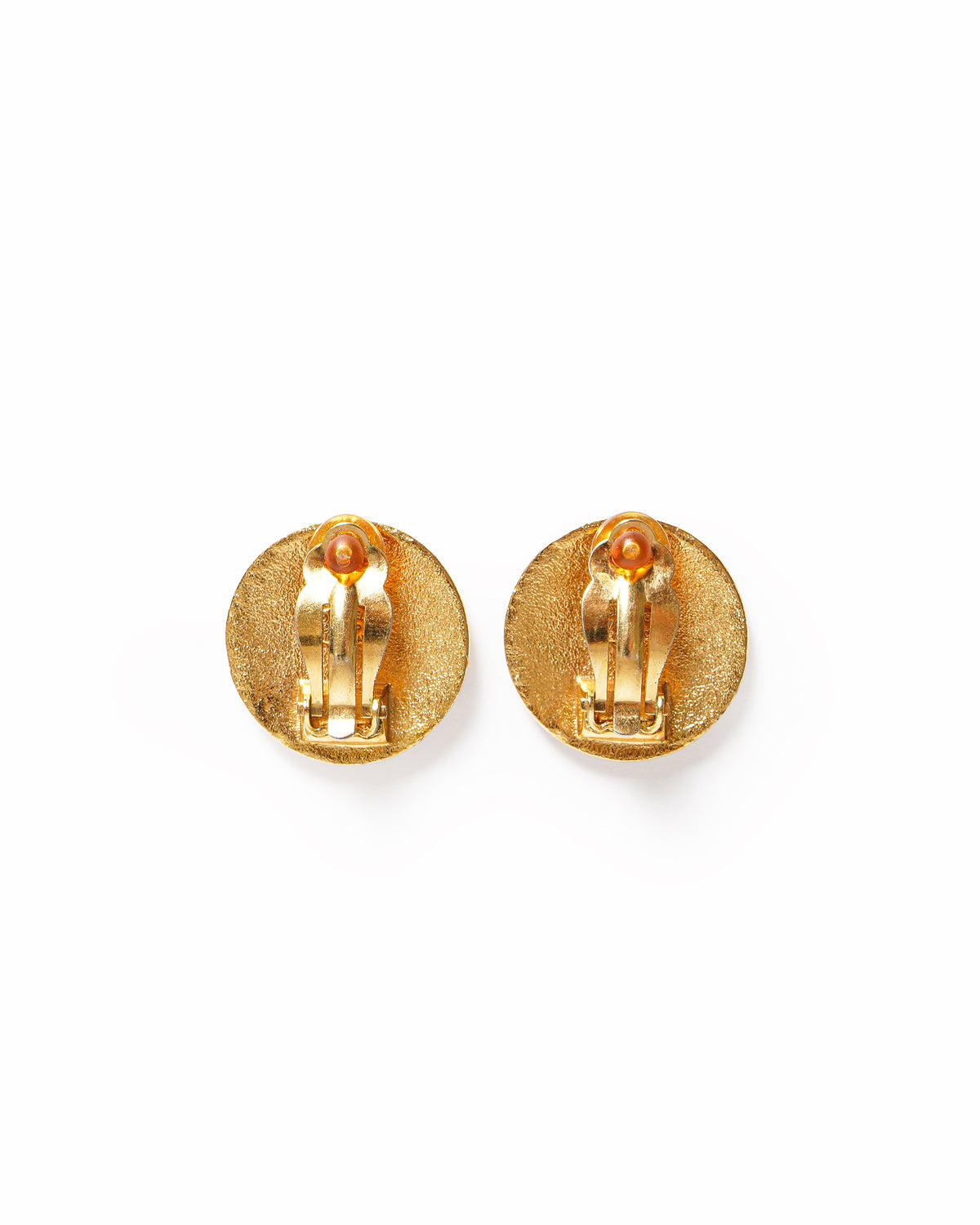 Vintage Chanel Textured CC Round Button Earrings, Made In France 1997