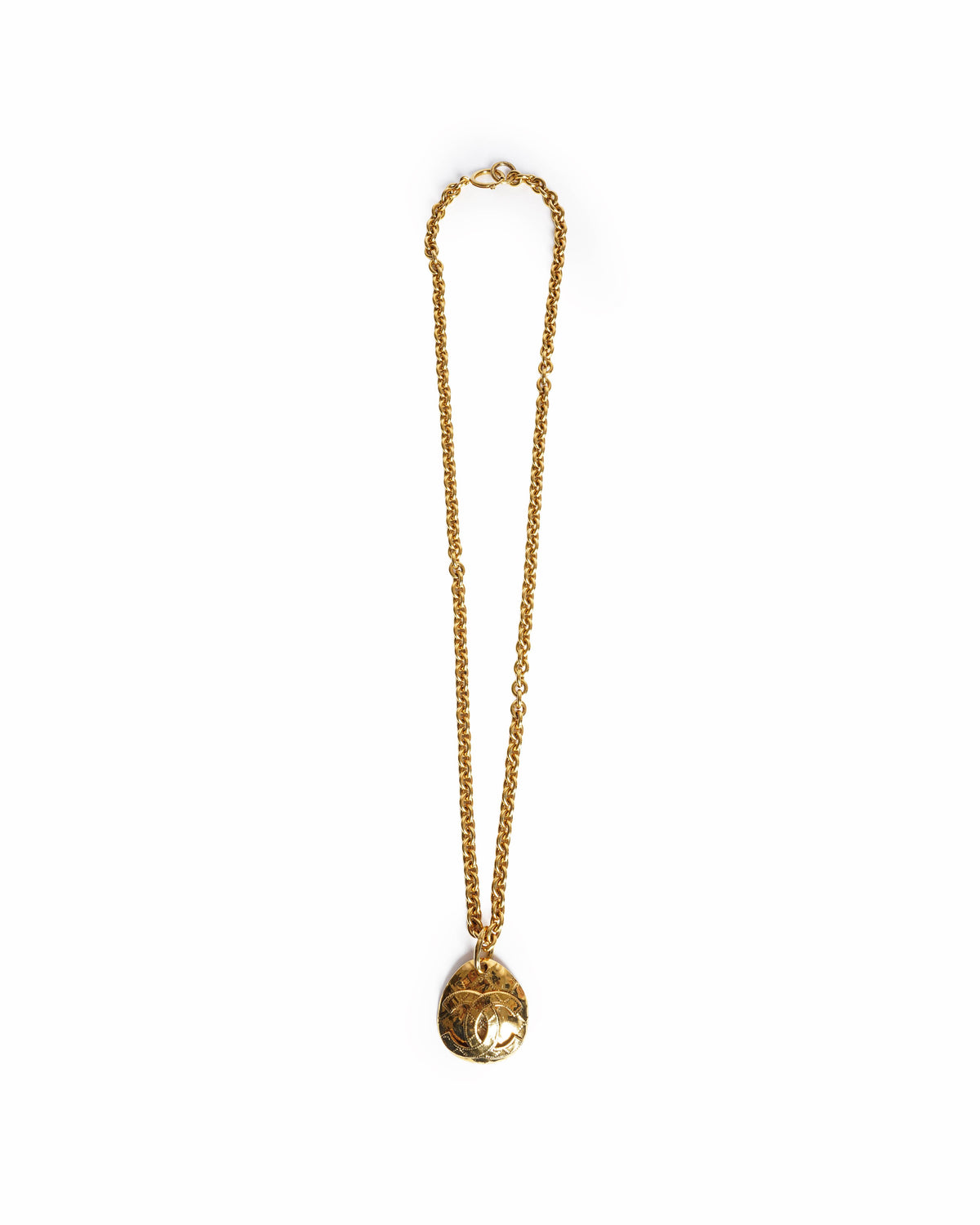 Vintage Chanel Gold Plated CC Logos Charm Chain Necklace, Made In France 1990s