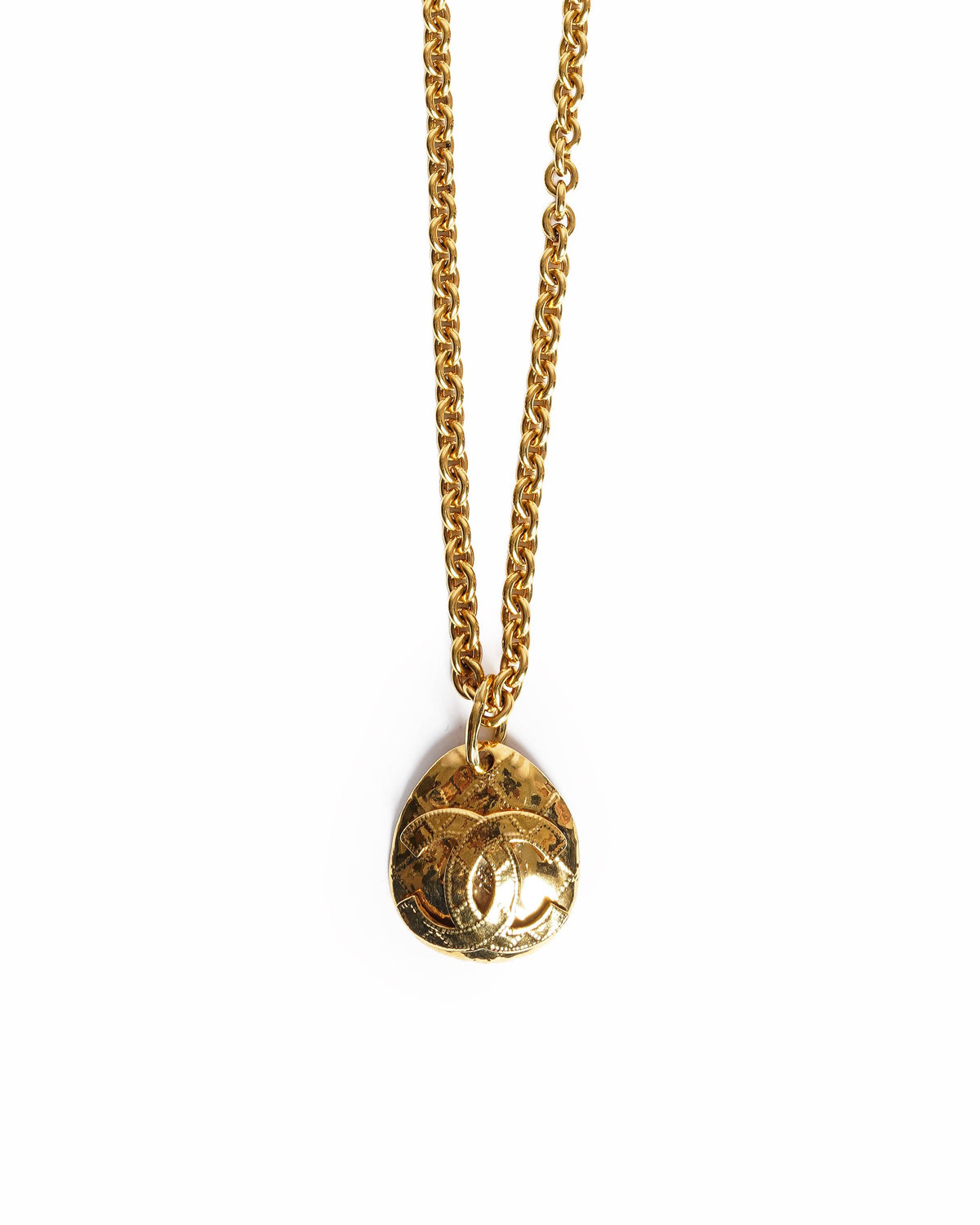 Vintage Chanel Gold Plated CC Logos Charm Chain Necklace, Made In France 1990s