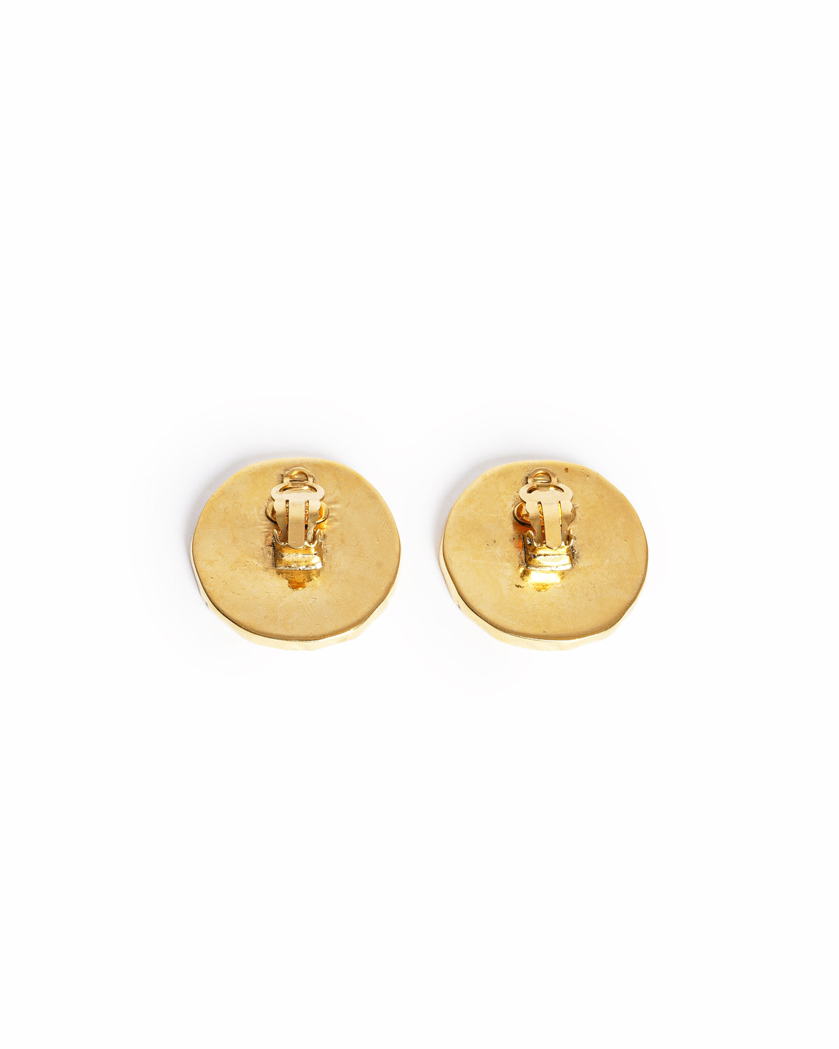 Vintage Chanel Fluted CC Enamel Button Earrings, Made In France 1990s