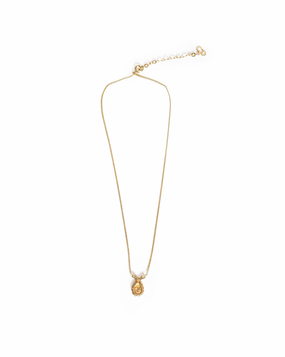 Christian Dior Vintage Crystal CD Pendant Necklace