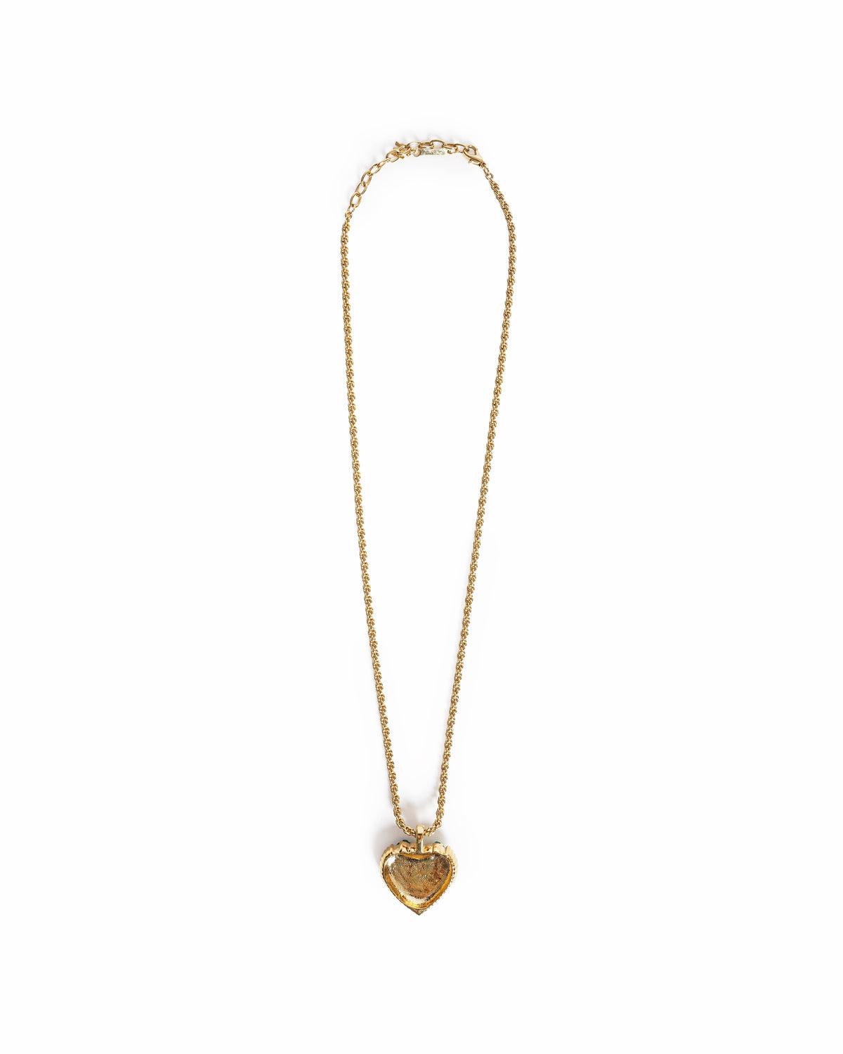 Vintage Nina Ricci Gold-Plated Puffy Heart Turquoise Floral Pendant Necklace