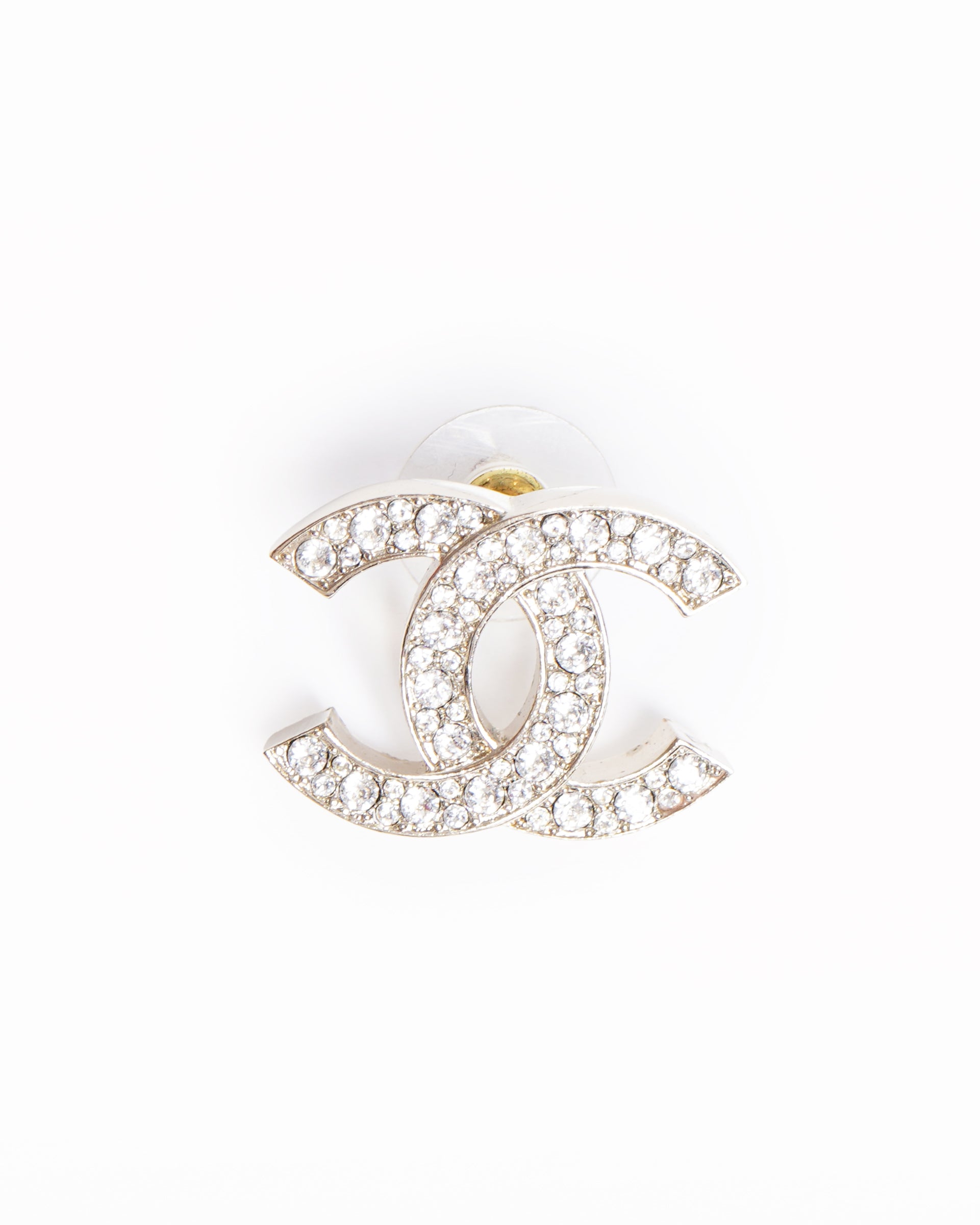 Chanel cc silver studded earrings