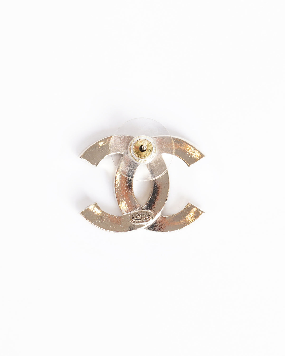 Chanel cc silver studded earrings