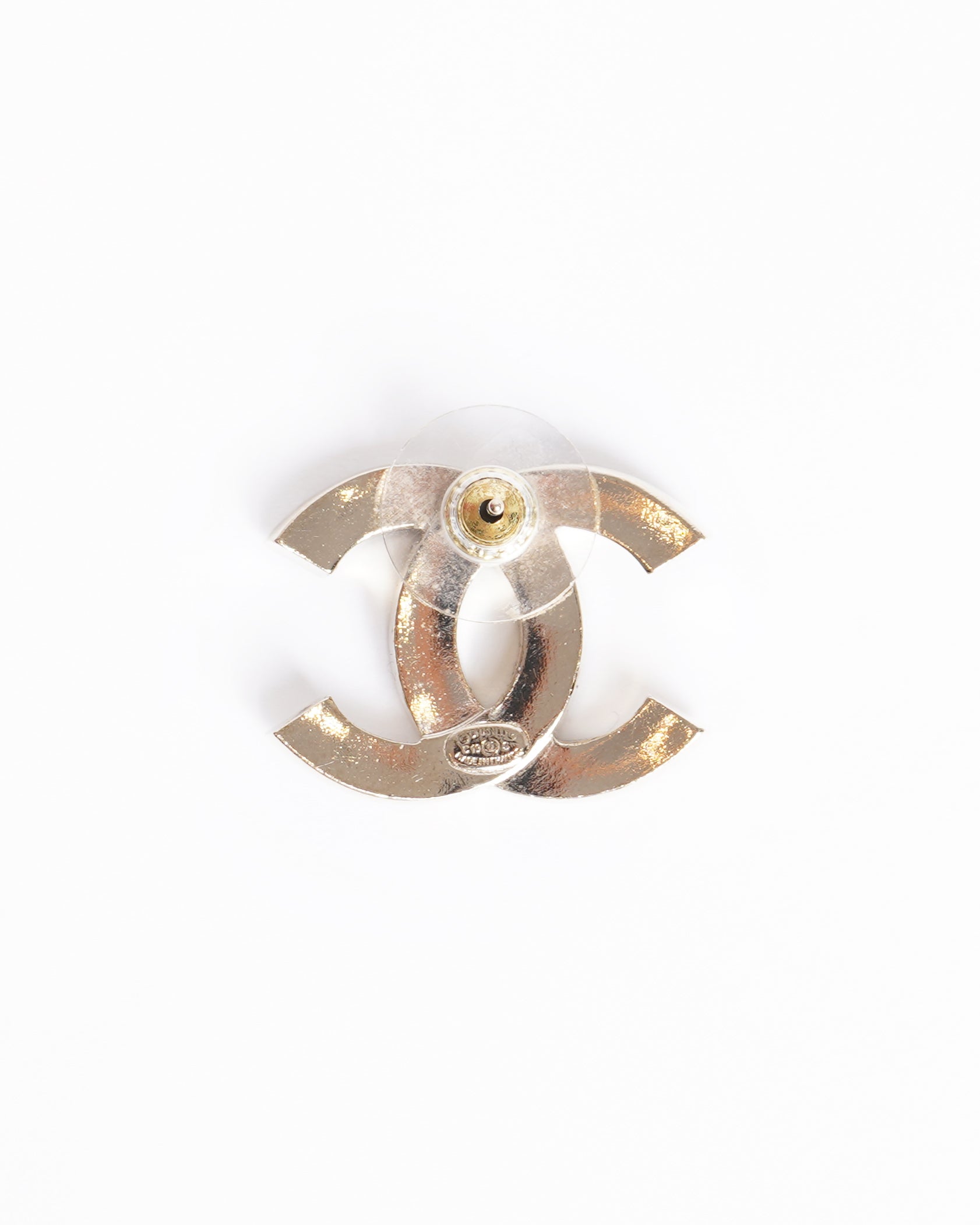 Chanel cc silver studded earrings