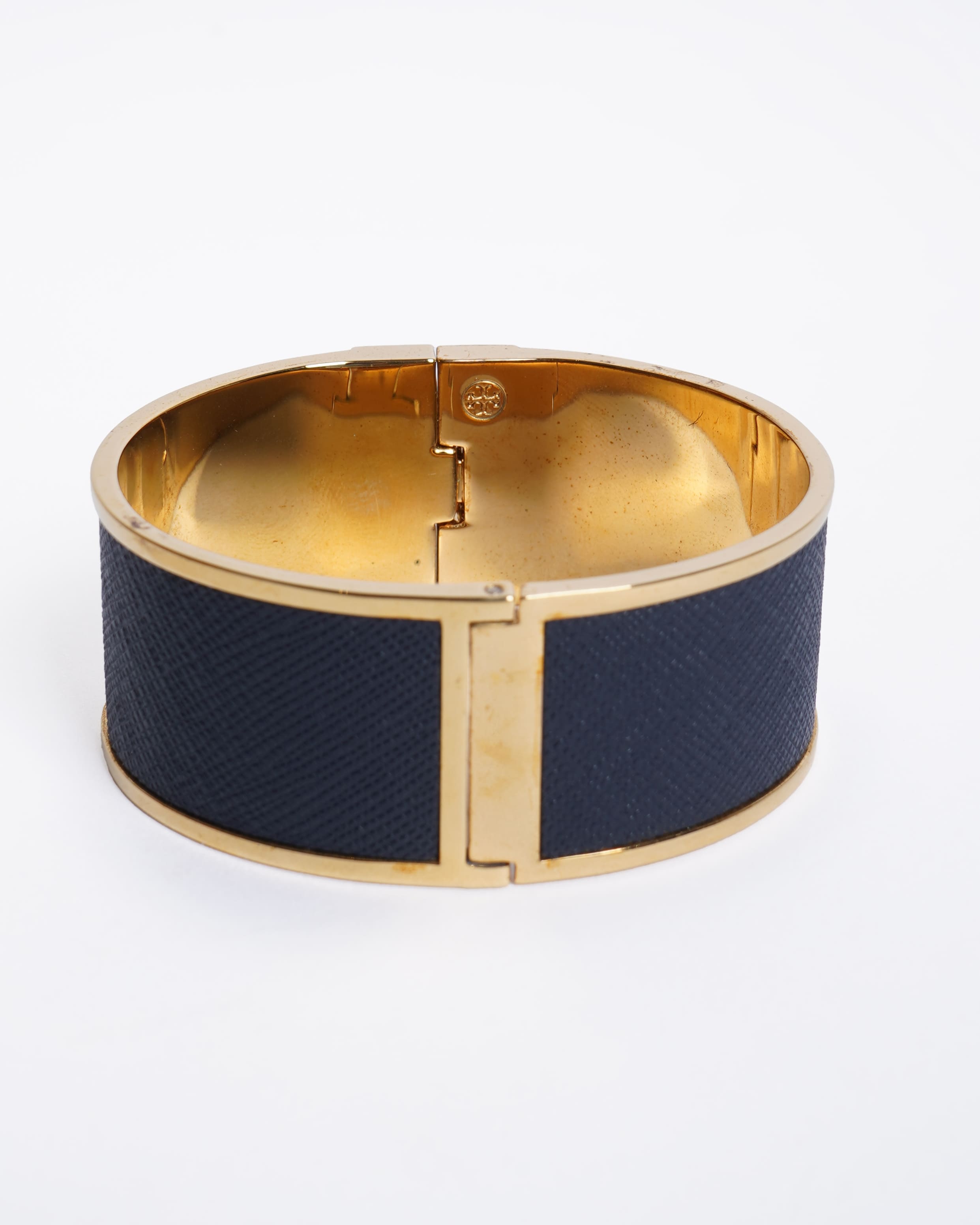 Tory Burch Leather & Metal Bracelet With Logo