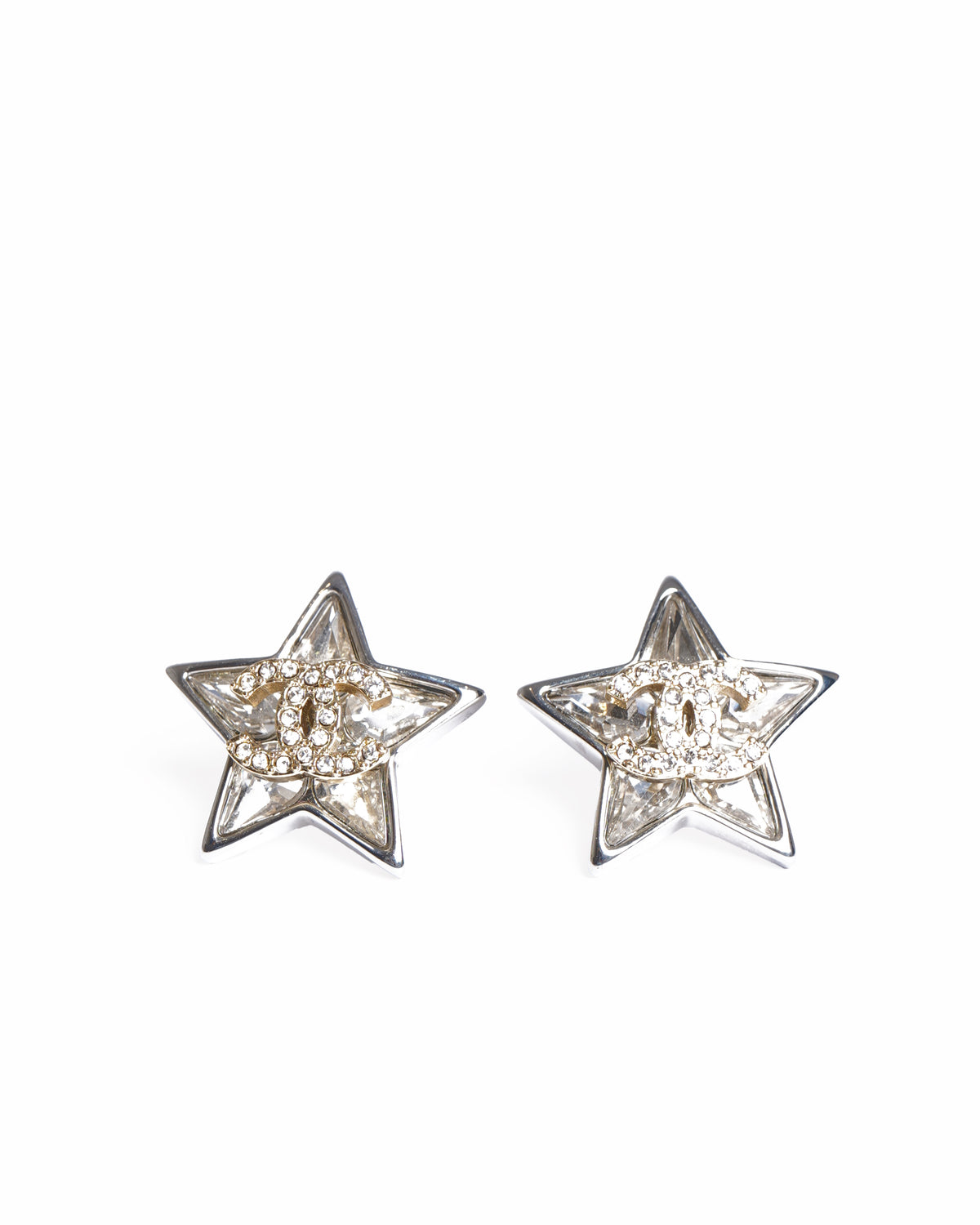 Chanel cc star stud embellished earrings