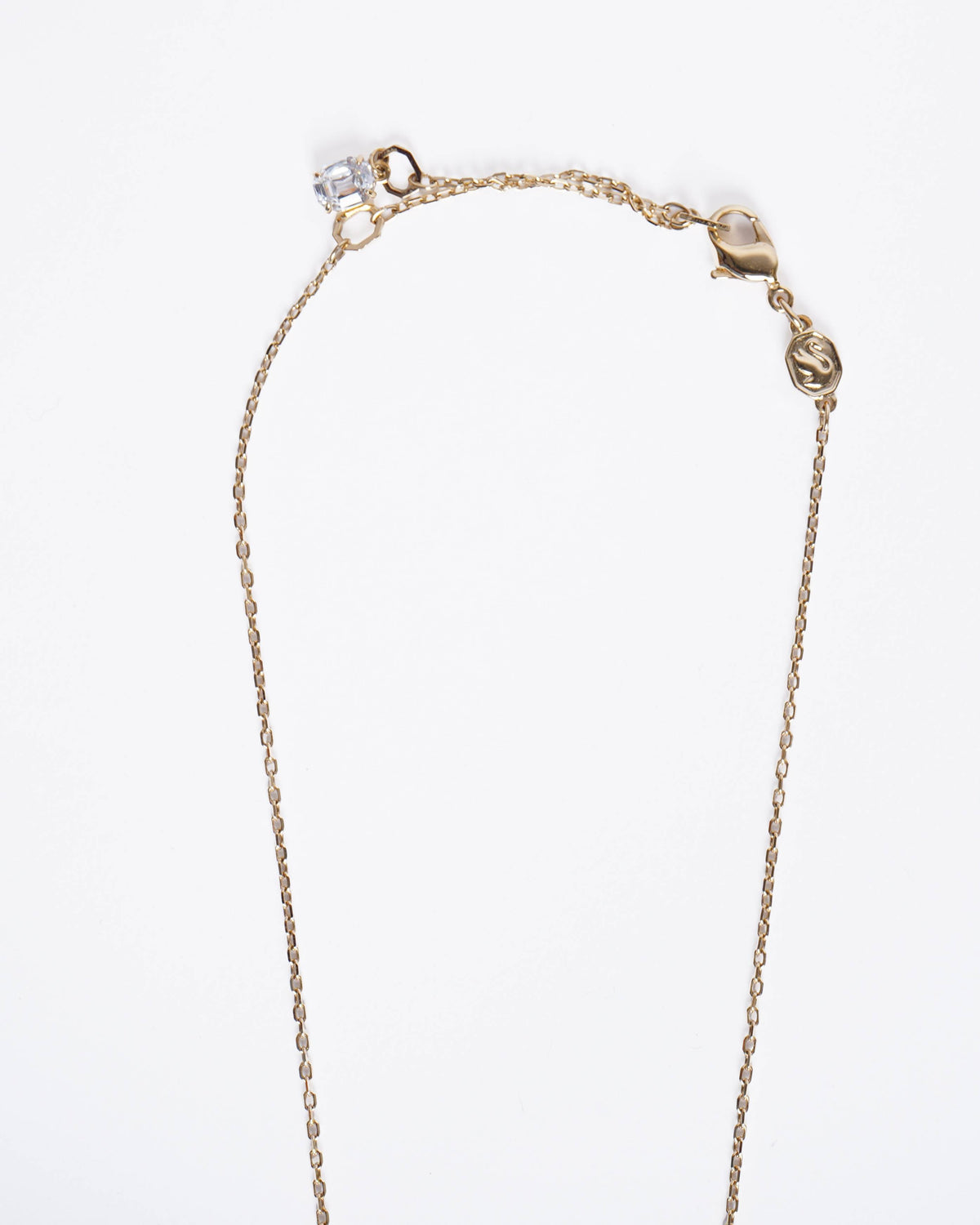 New Swarovski Dextera Gold-Tone Interlocking Loop Pendant with White Crystals