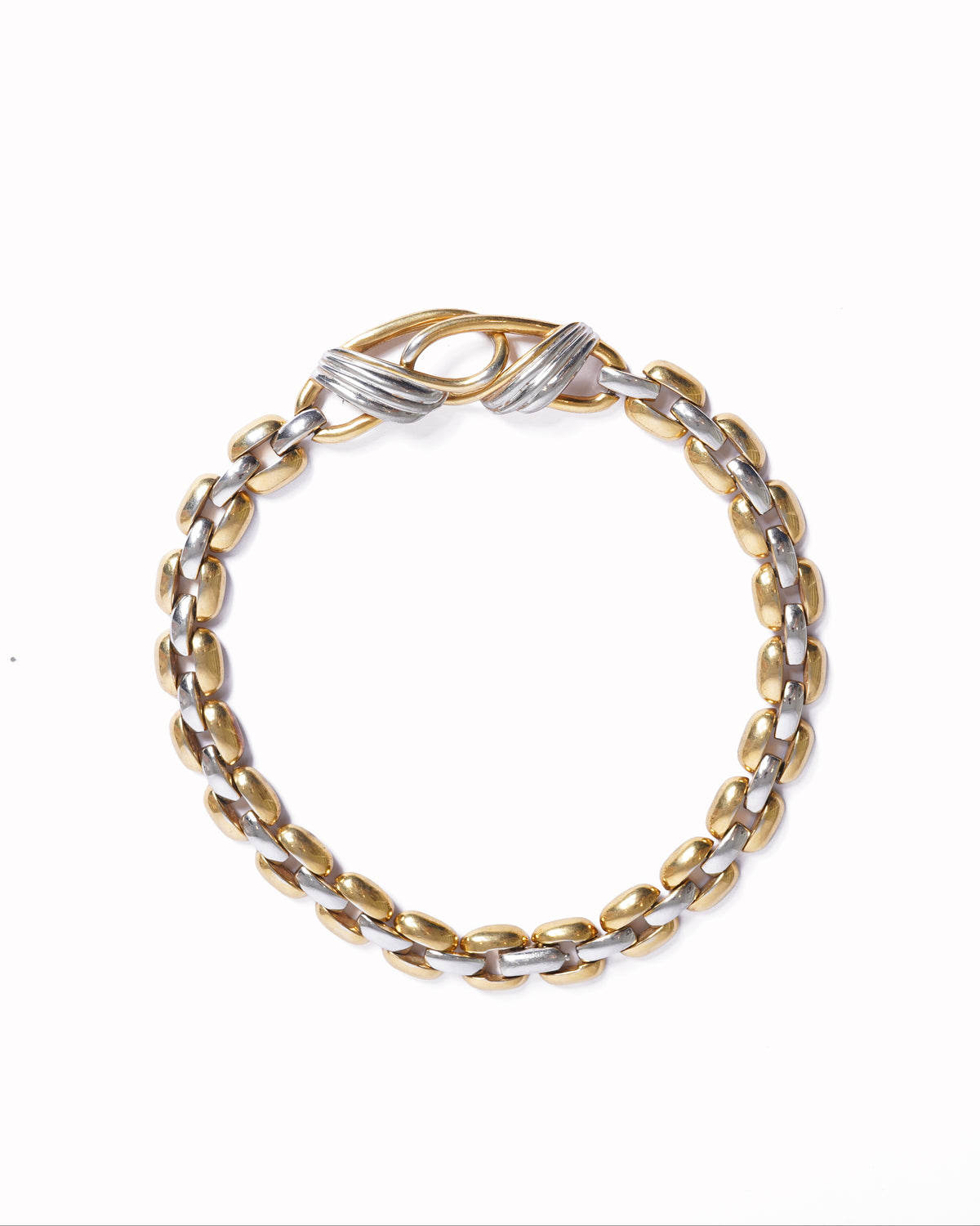 Vintage Guy Laroche Two-Tone Gold/Silver Plated Chain Link Necklace