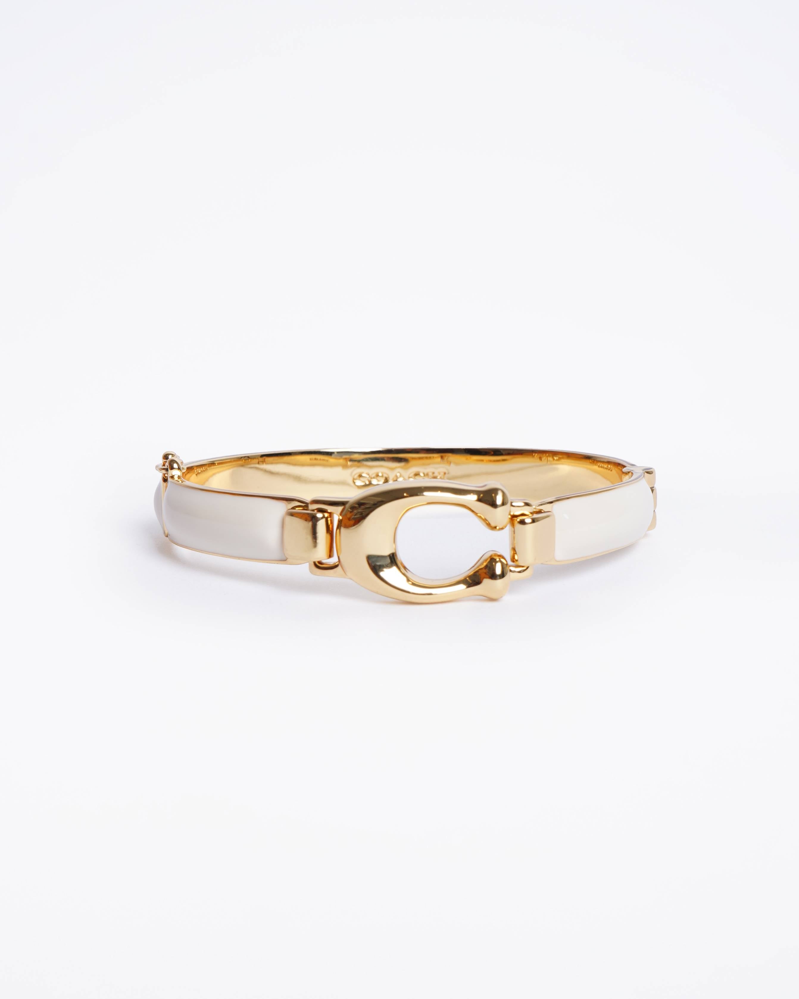 Coach White Signature Logo Bangle Bracelet