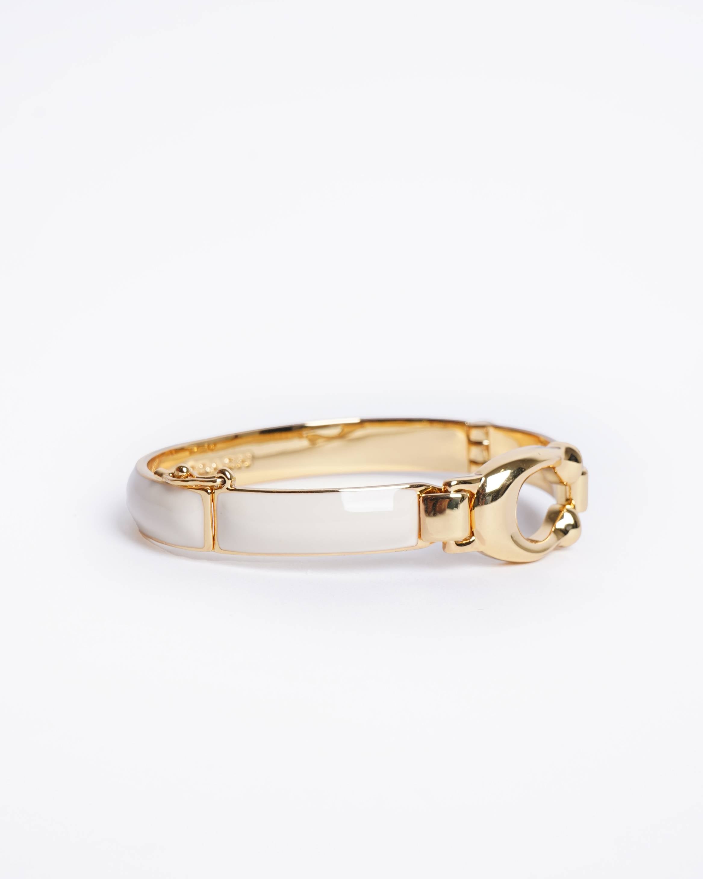 Coach White Signature Logo Bangle Bracelet