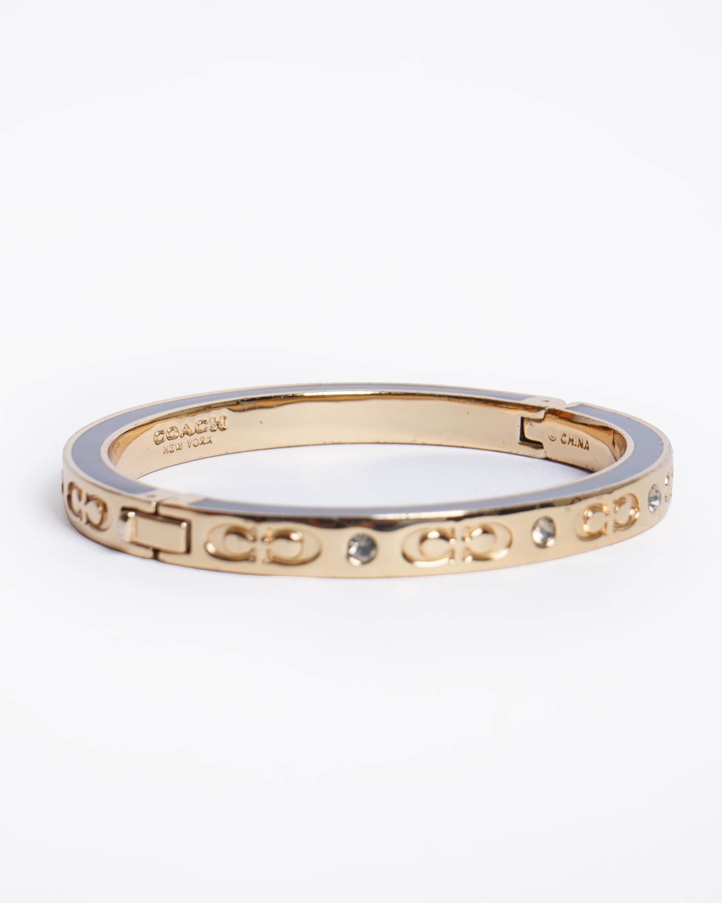Coach Gold Tone CC Bracelet With Diamond Detailing