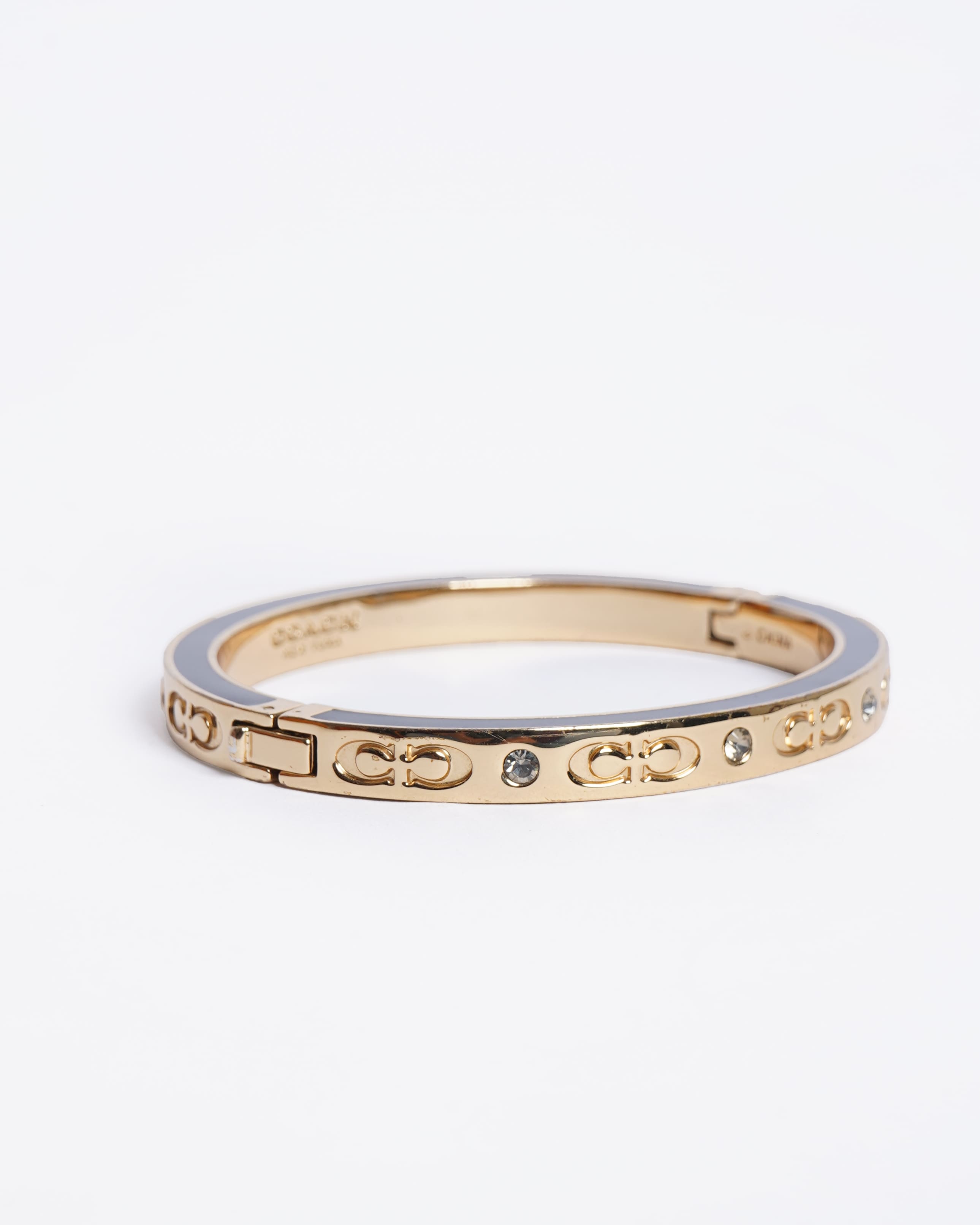 Coach Gold Tone CC Bracelet With Diamond Detailing