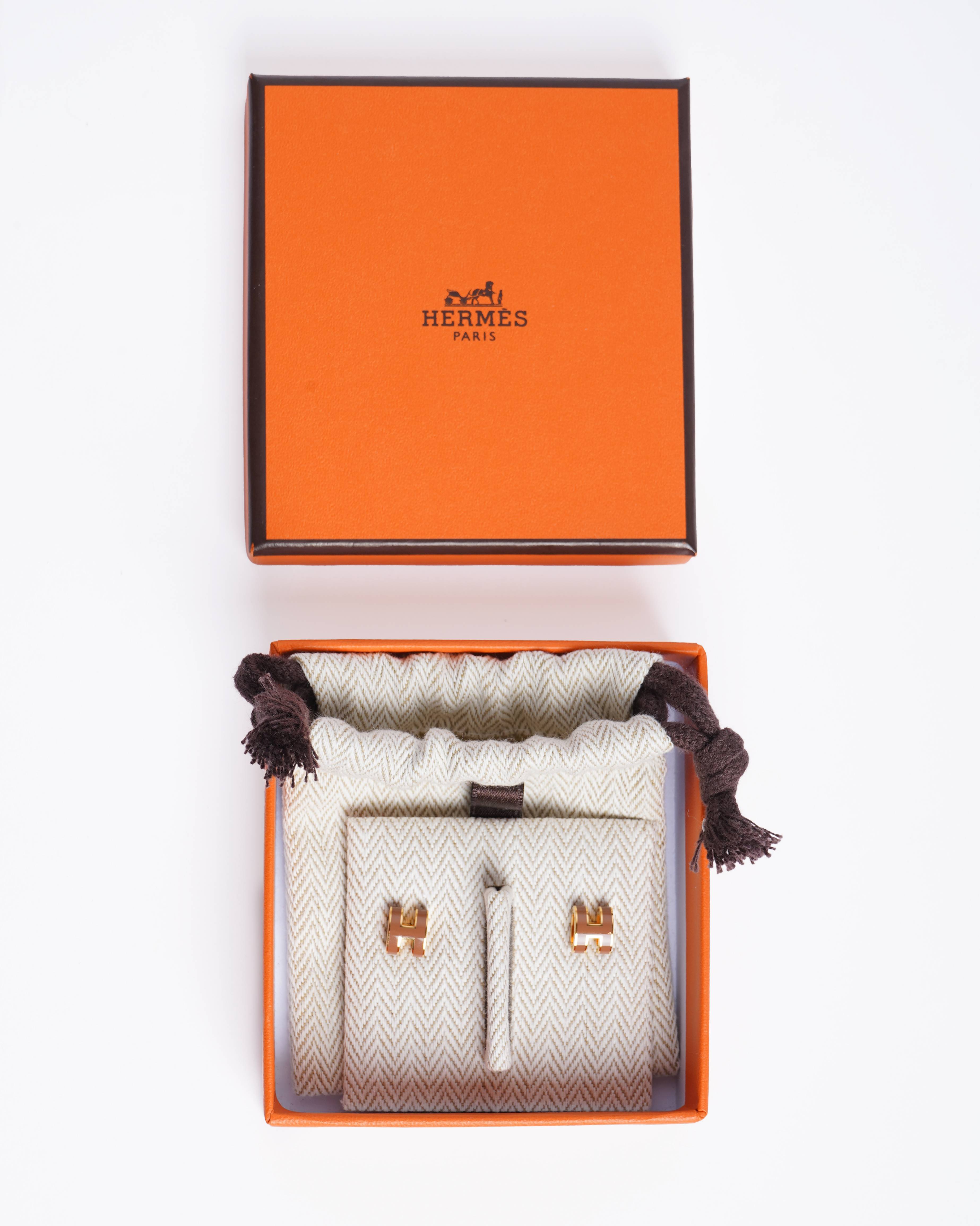 New Hermes Pop H Earring in Brown