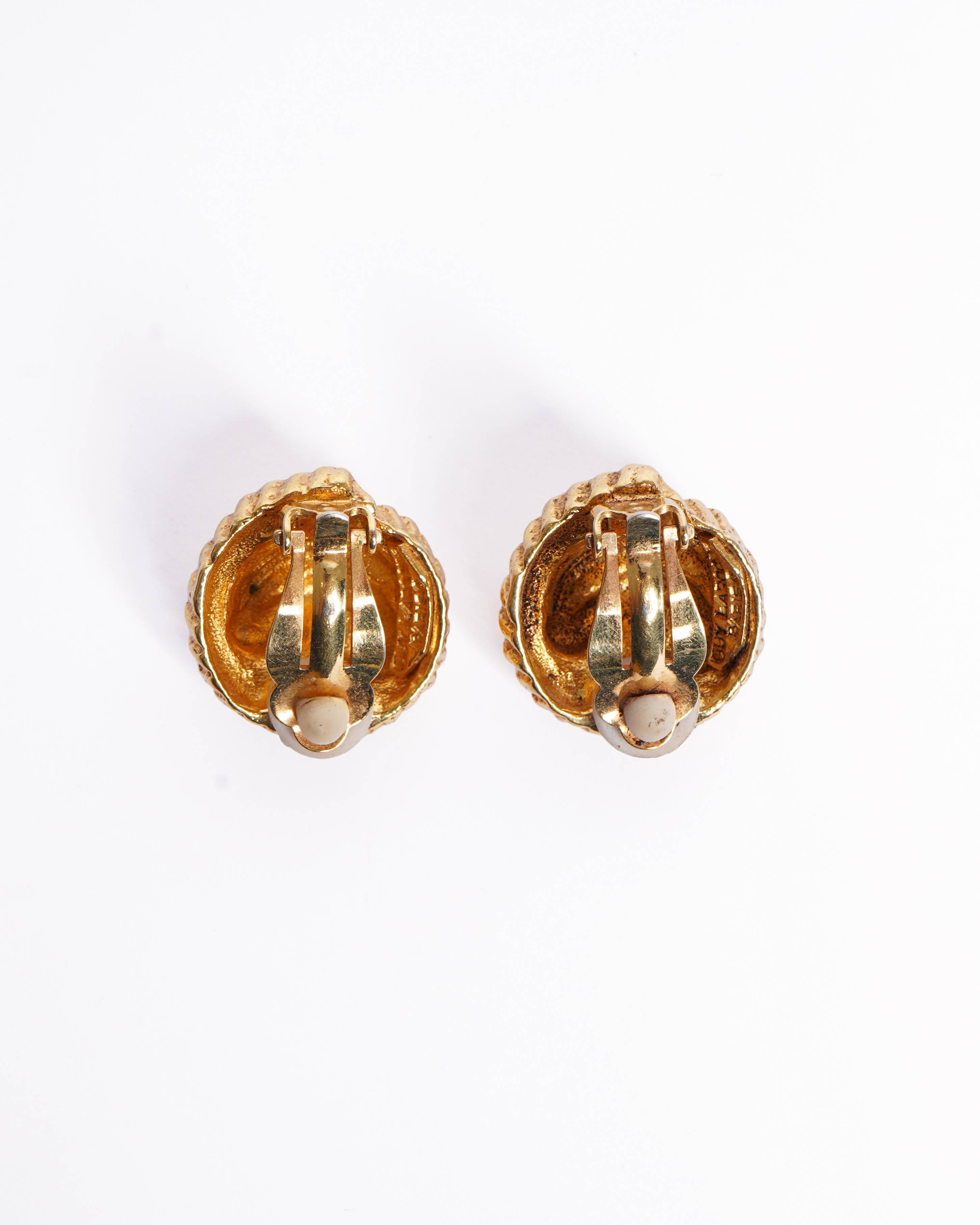 Vintage Guy Laroche Gold Plated Earrings Made In Paris