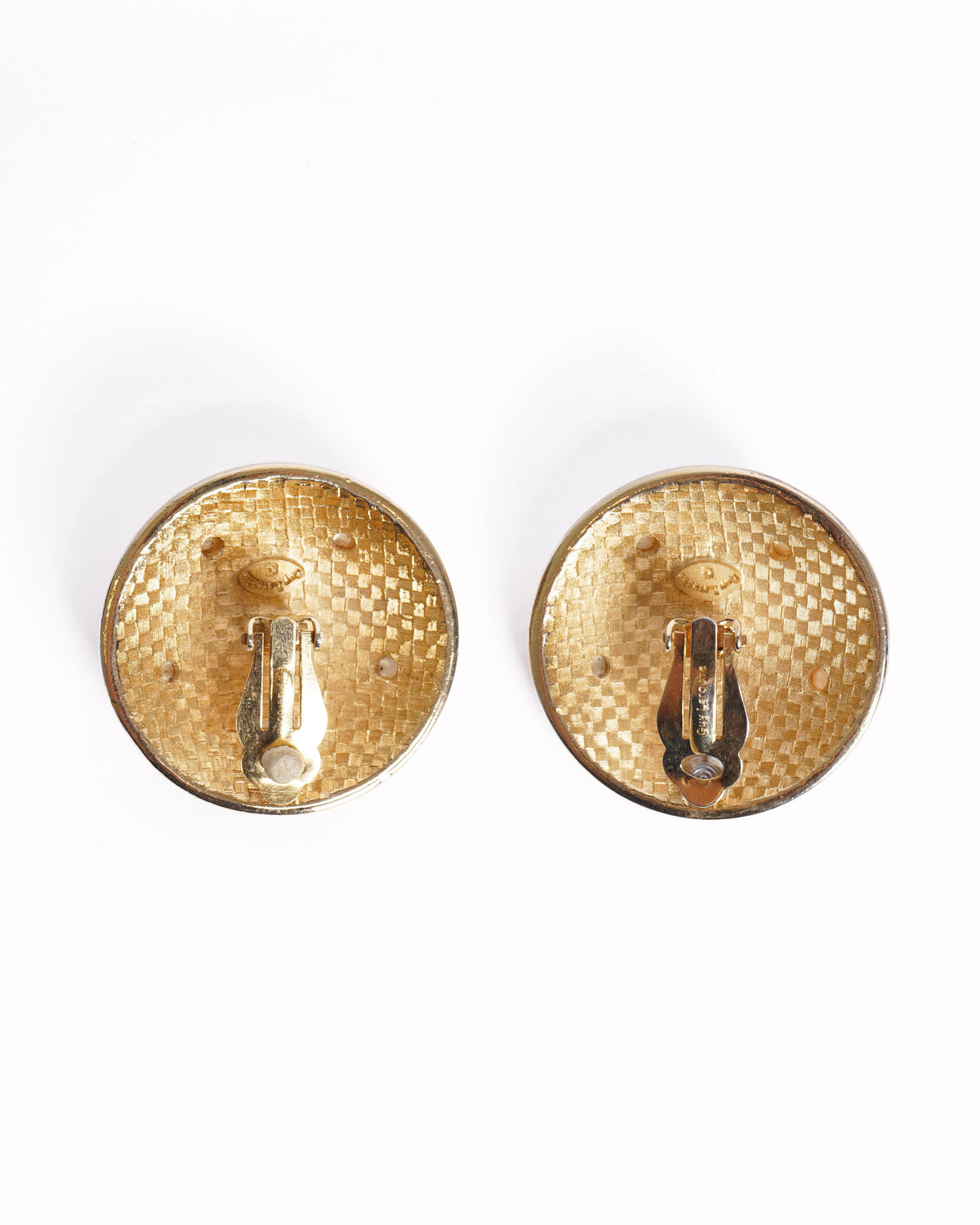 Vintage Guy Laroche Gold Plated Earrings WIth Pearl Accent