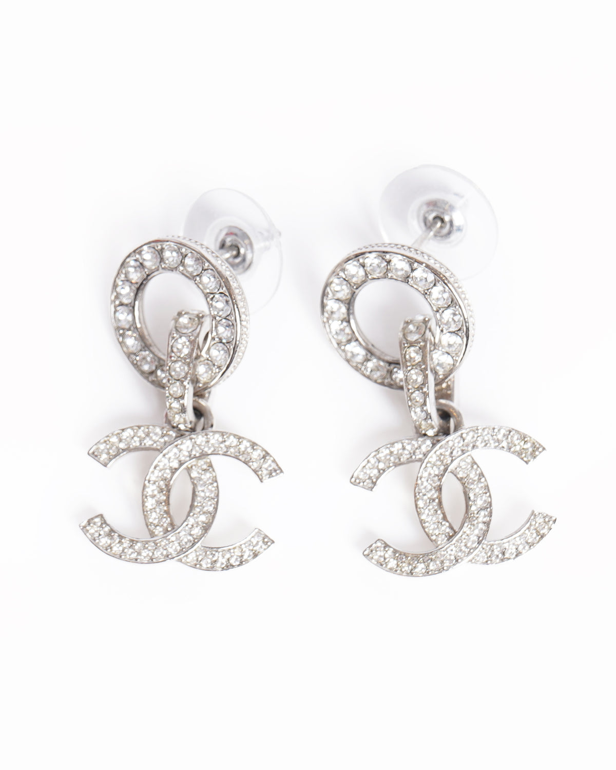 Chanel cc drop embellished crystal earrings