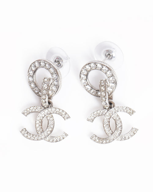 Chanel cc drop embellished crystal earrings