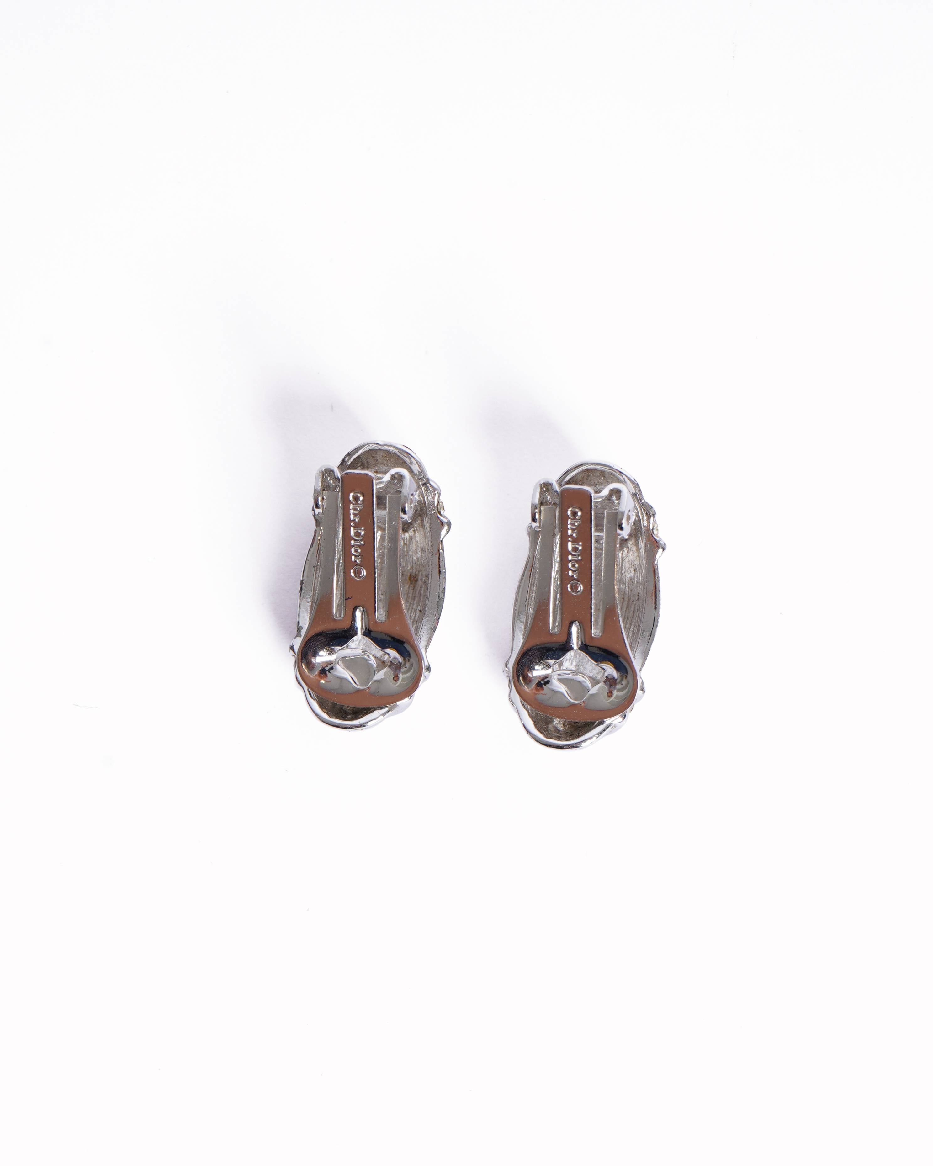 Vintage Dior Silver Tone Earrings Made In Germany
