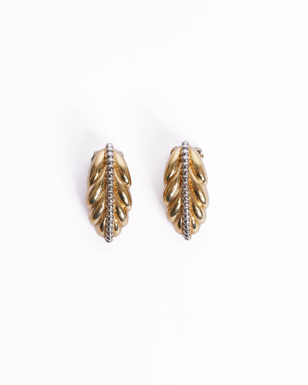 Vintage Burberrys Gold Plated Leaf Earrings