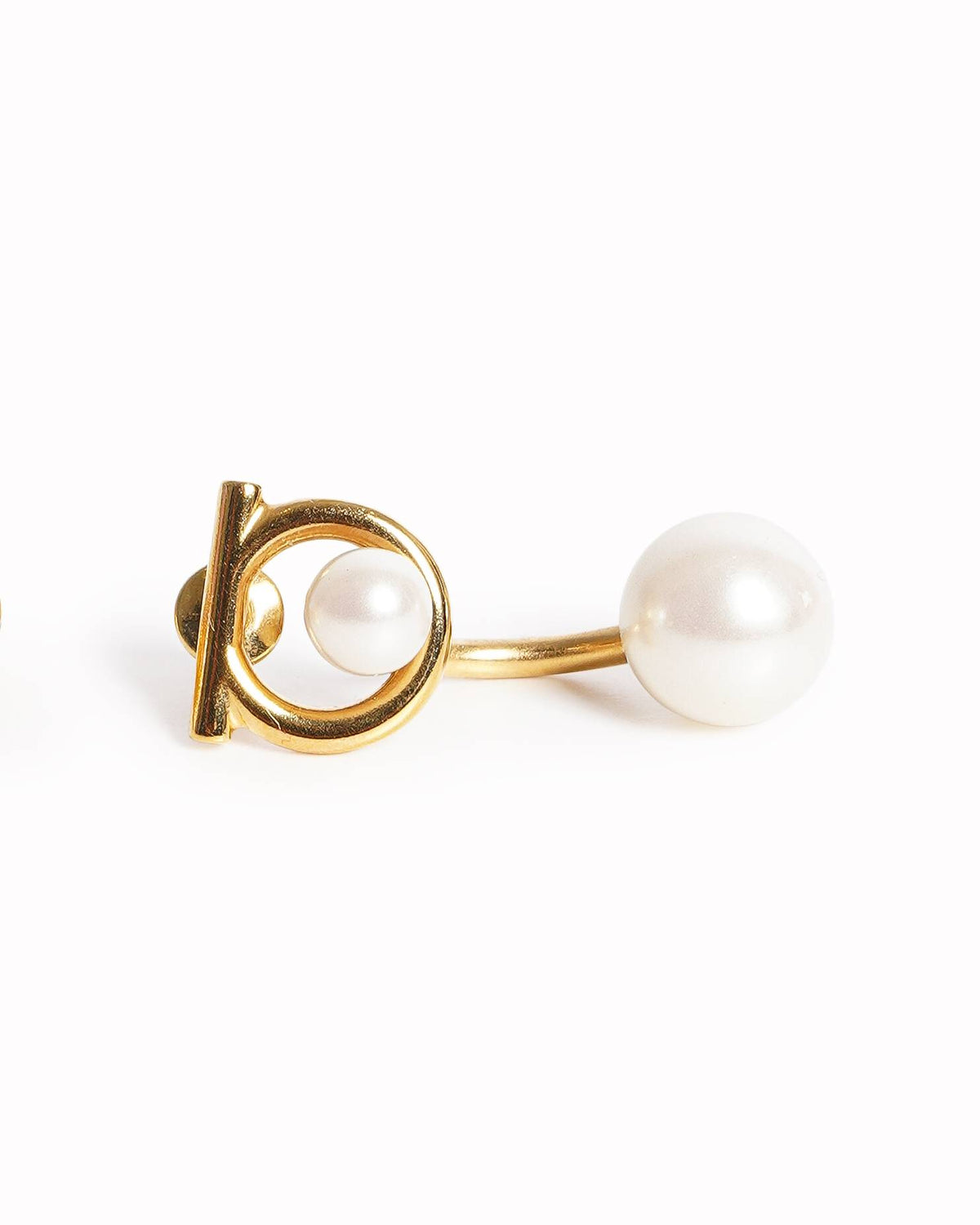 New Salvatore Ferragamo Gancini Pearl Earrings