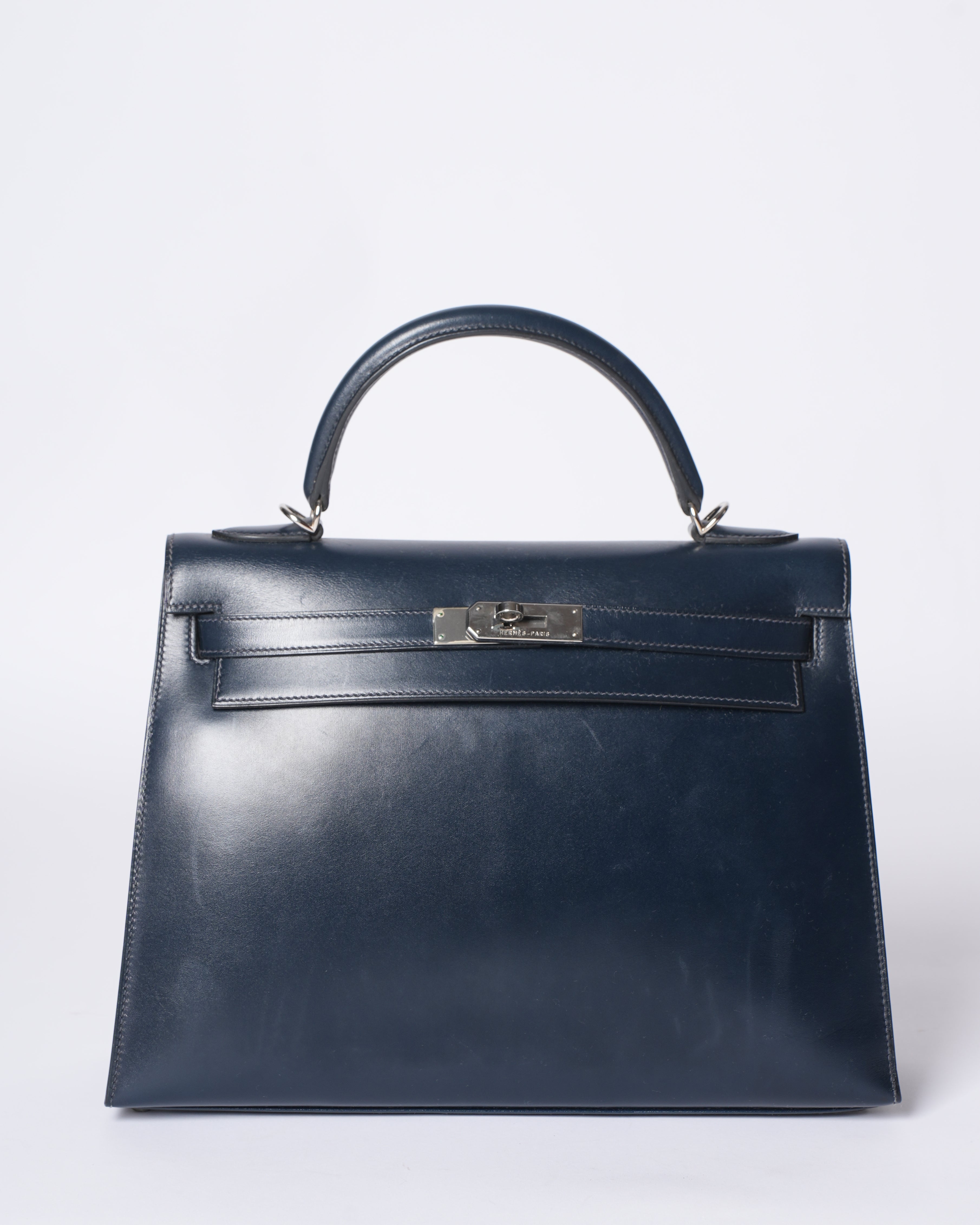 Kelly 32 two-way handbag women Dark Blue Palladium Hardware