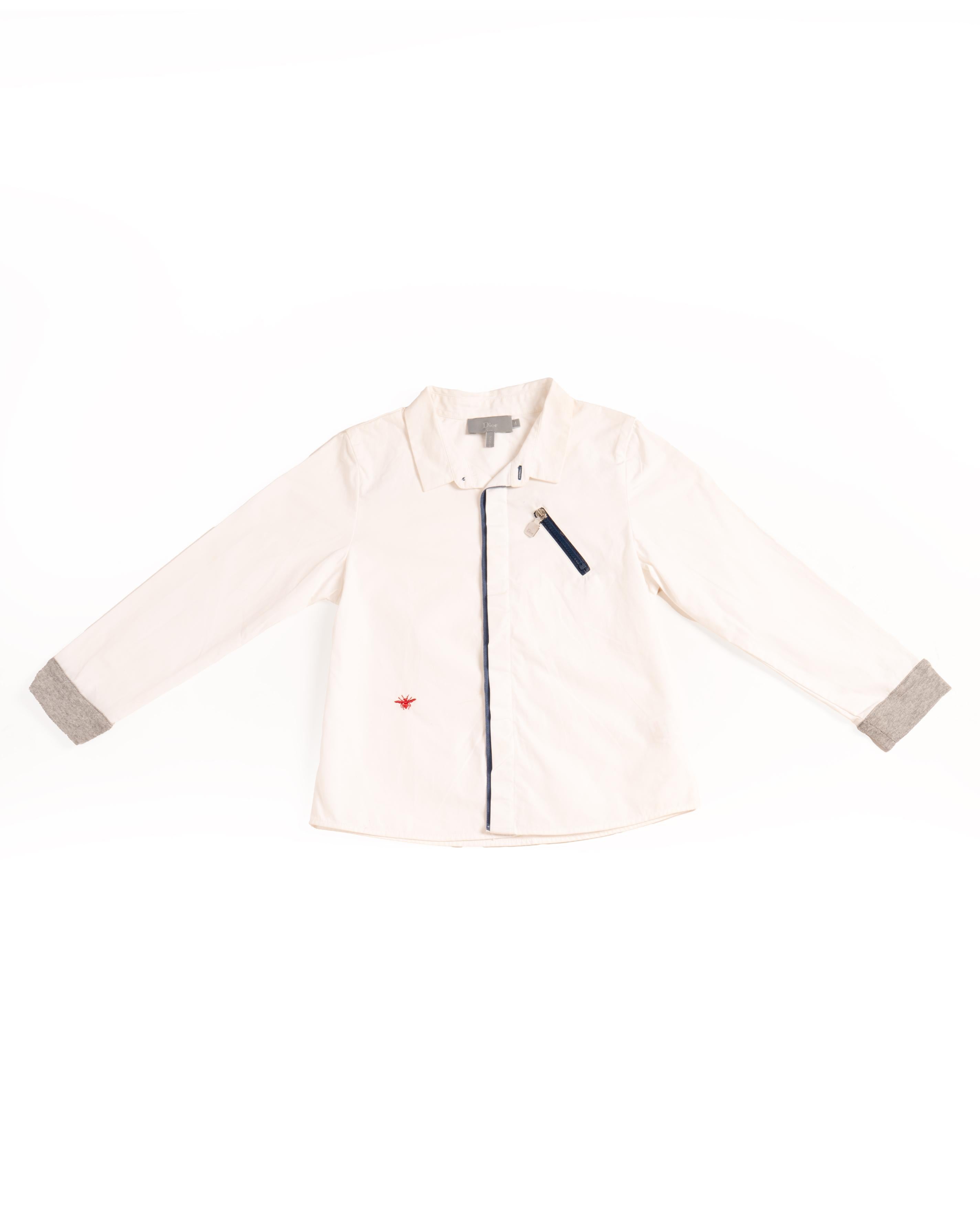 Dior White Kids Shirt with Bee Embroidered Detail