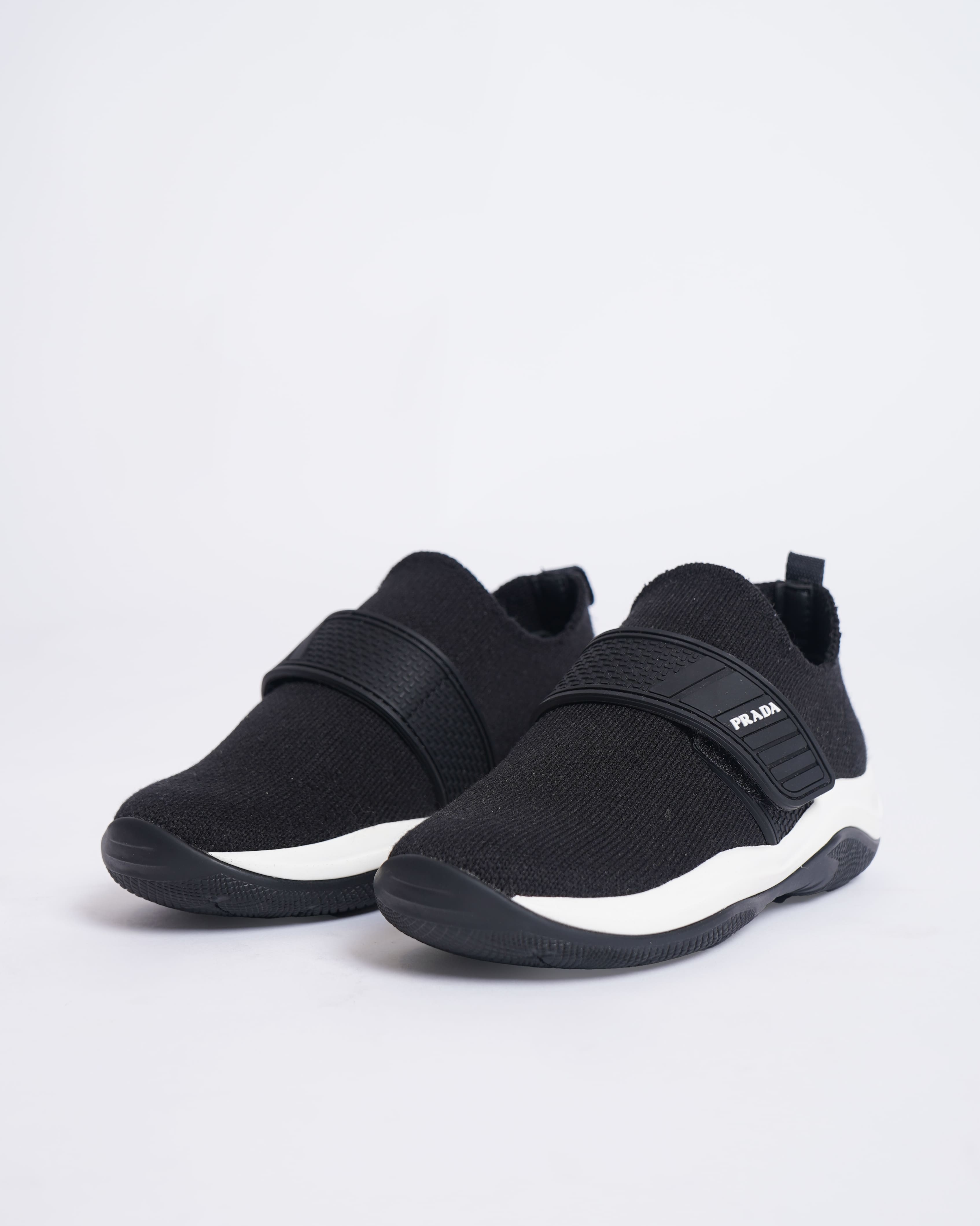Prada Boys Shoes In Black With Velcro Closure