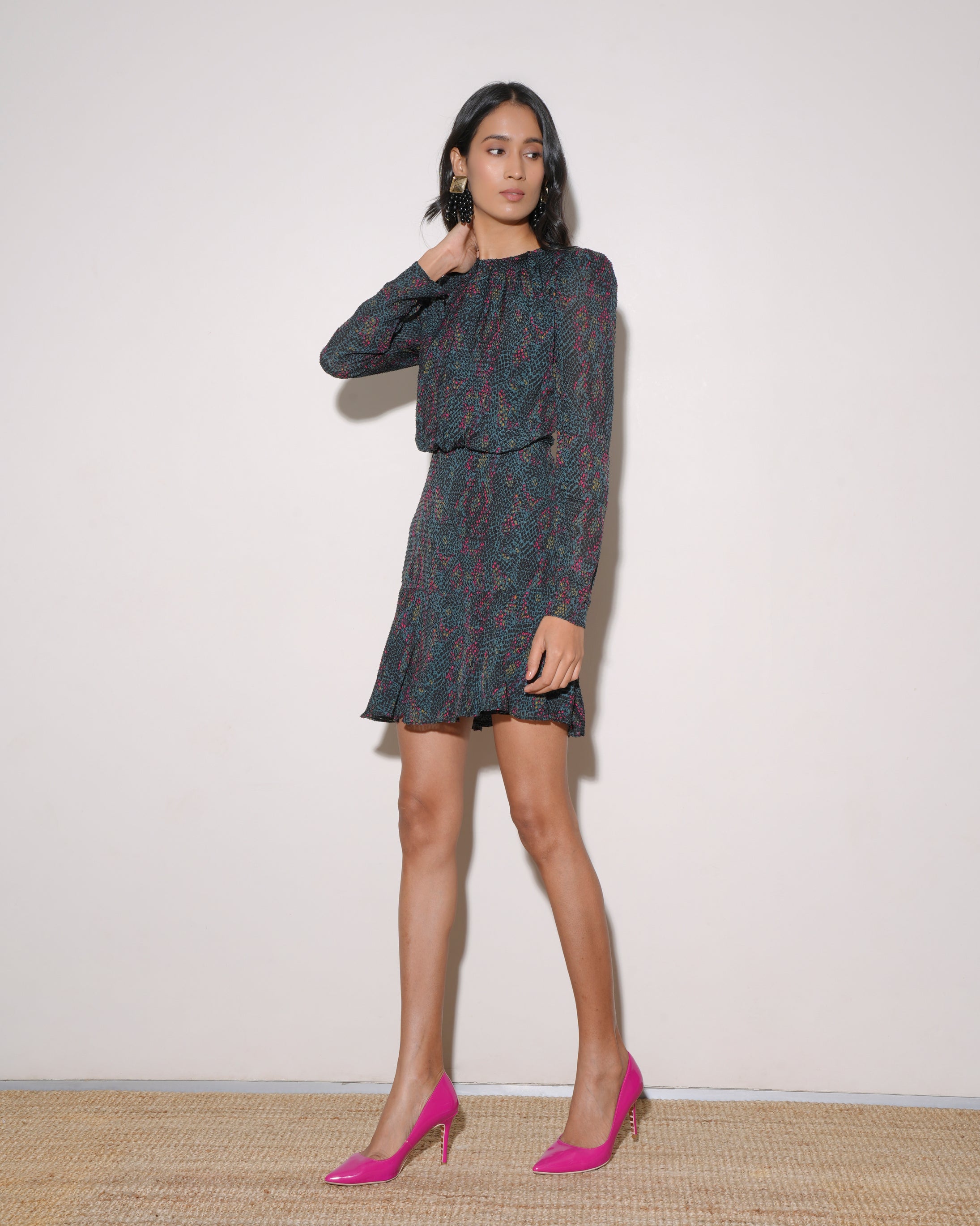 Reiss Renee Snake Print Mini Dress