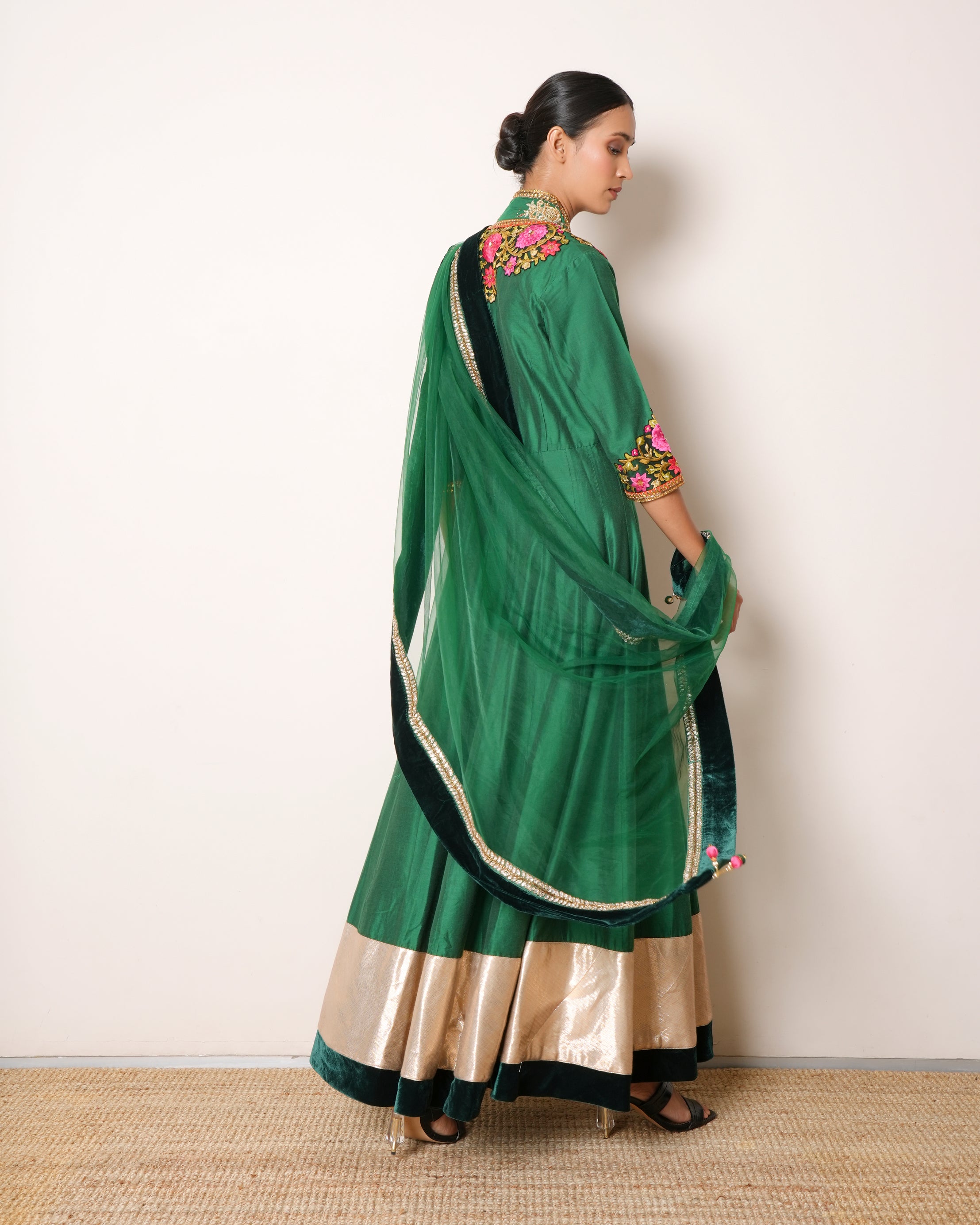 Tarana Green Embellished Anarkali