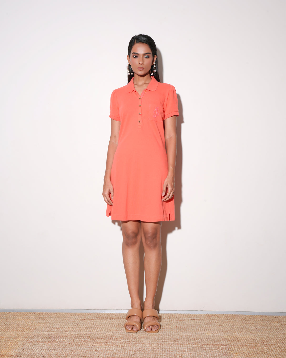 juicy couture orange dress NEW Juicy Couture Sweet Clementine 3/4 sleeve dress coral orange, midi length,