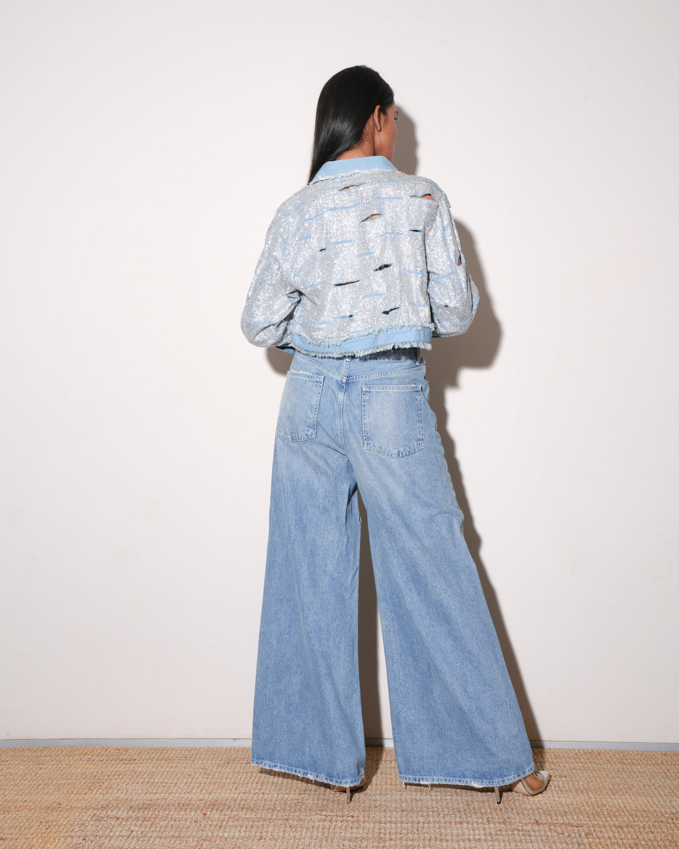 Denim Jacket With Silver Sequins