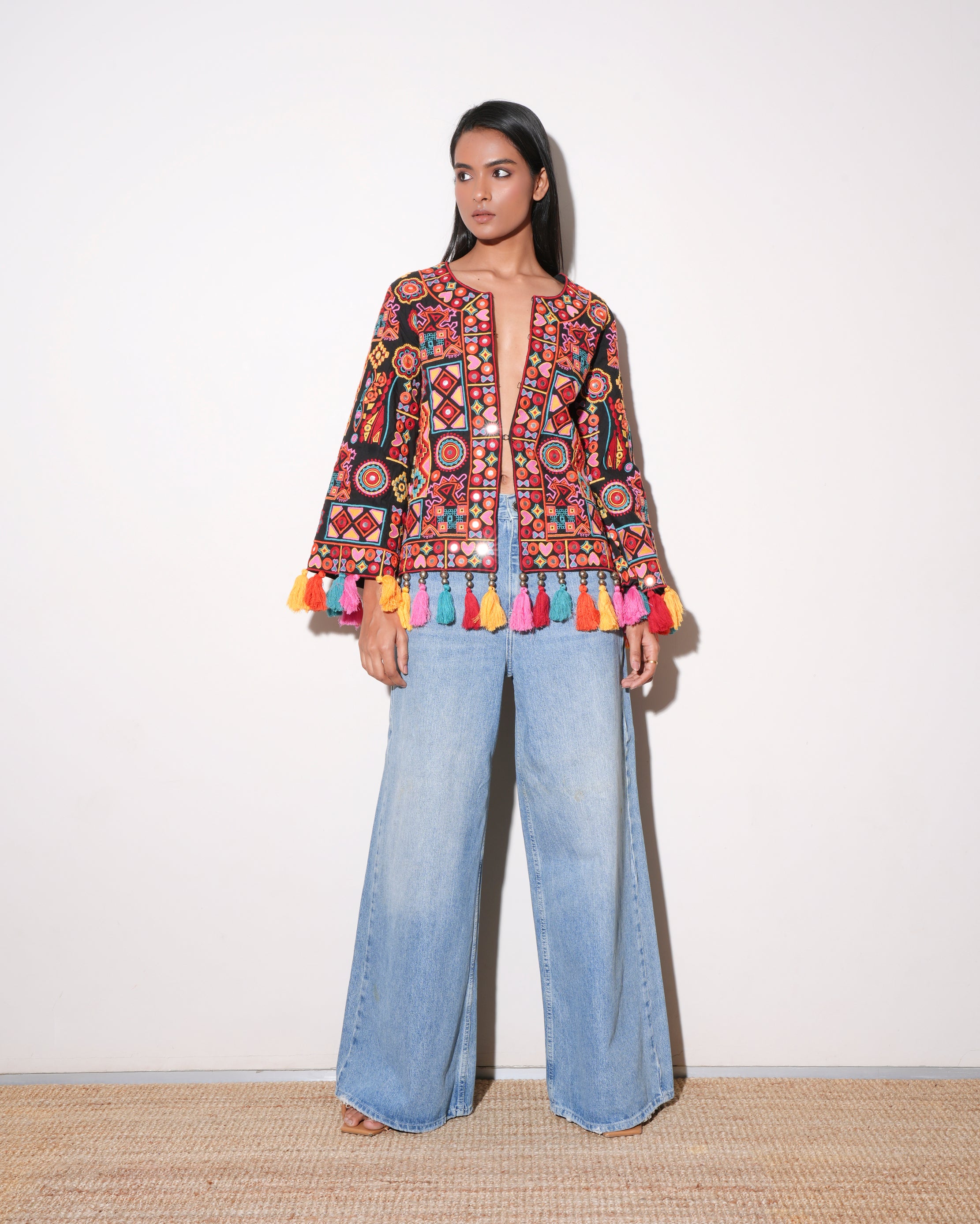 Buy Blue Jacket And Kurta Set with Tie Dye And Mirror Work KALKI Fashion  India