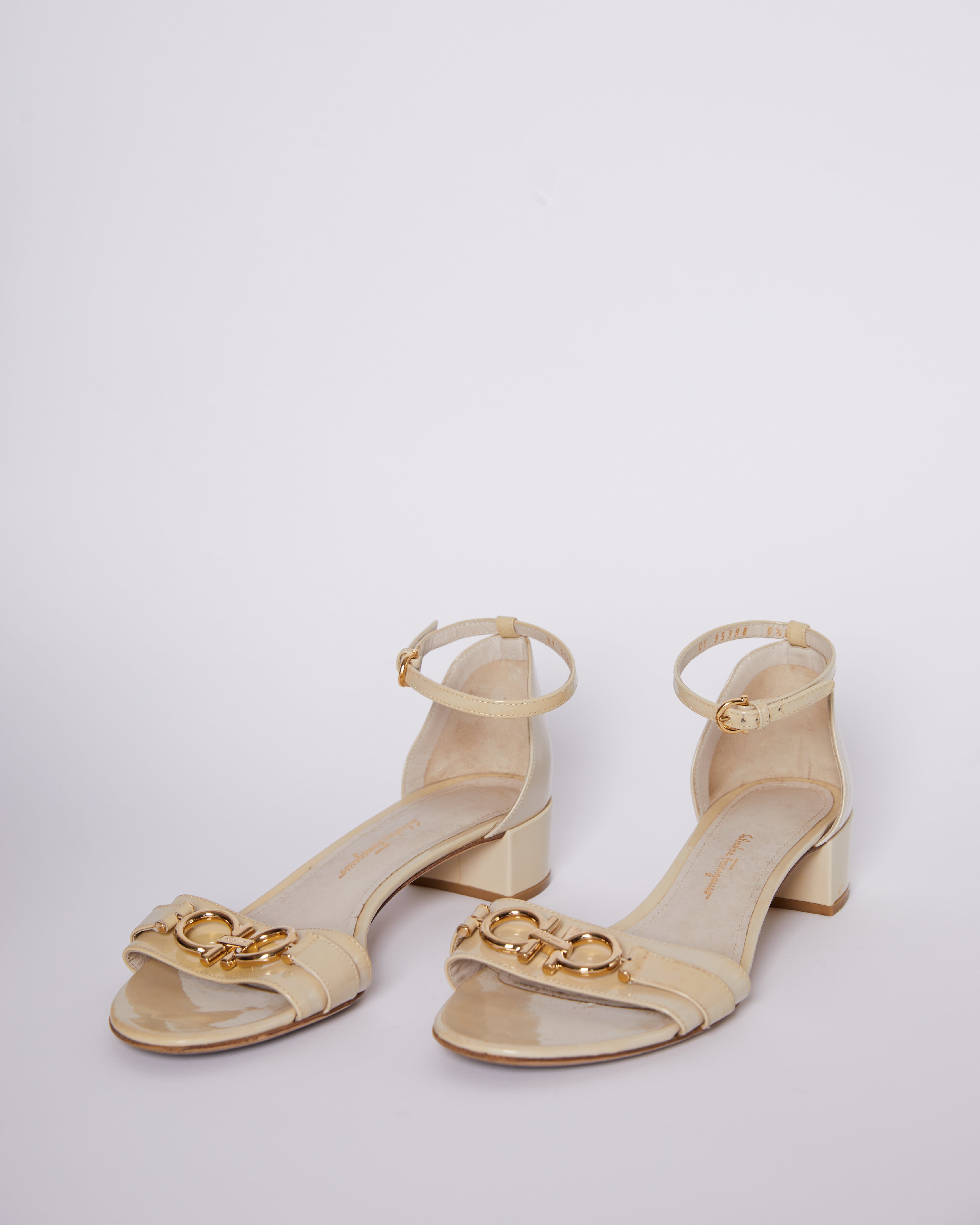 Ferragamo White Sandals Cream Ankle Strap