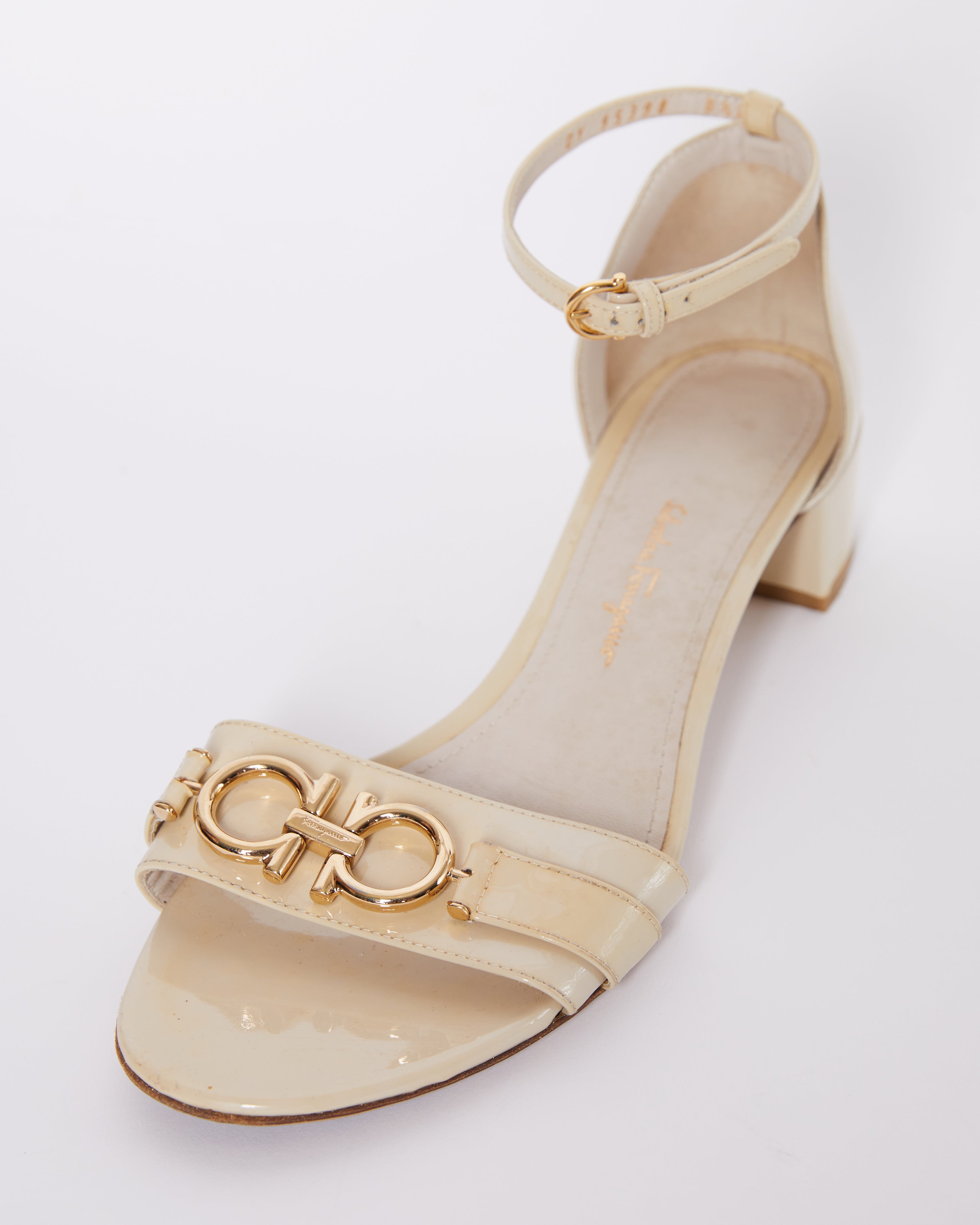 Ferragamo White Sandals Cream Ankle Strap