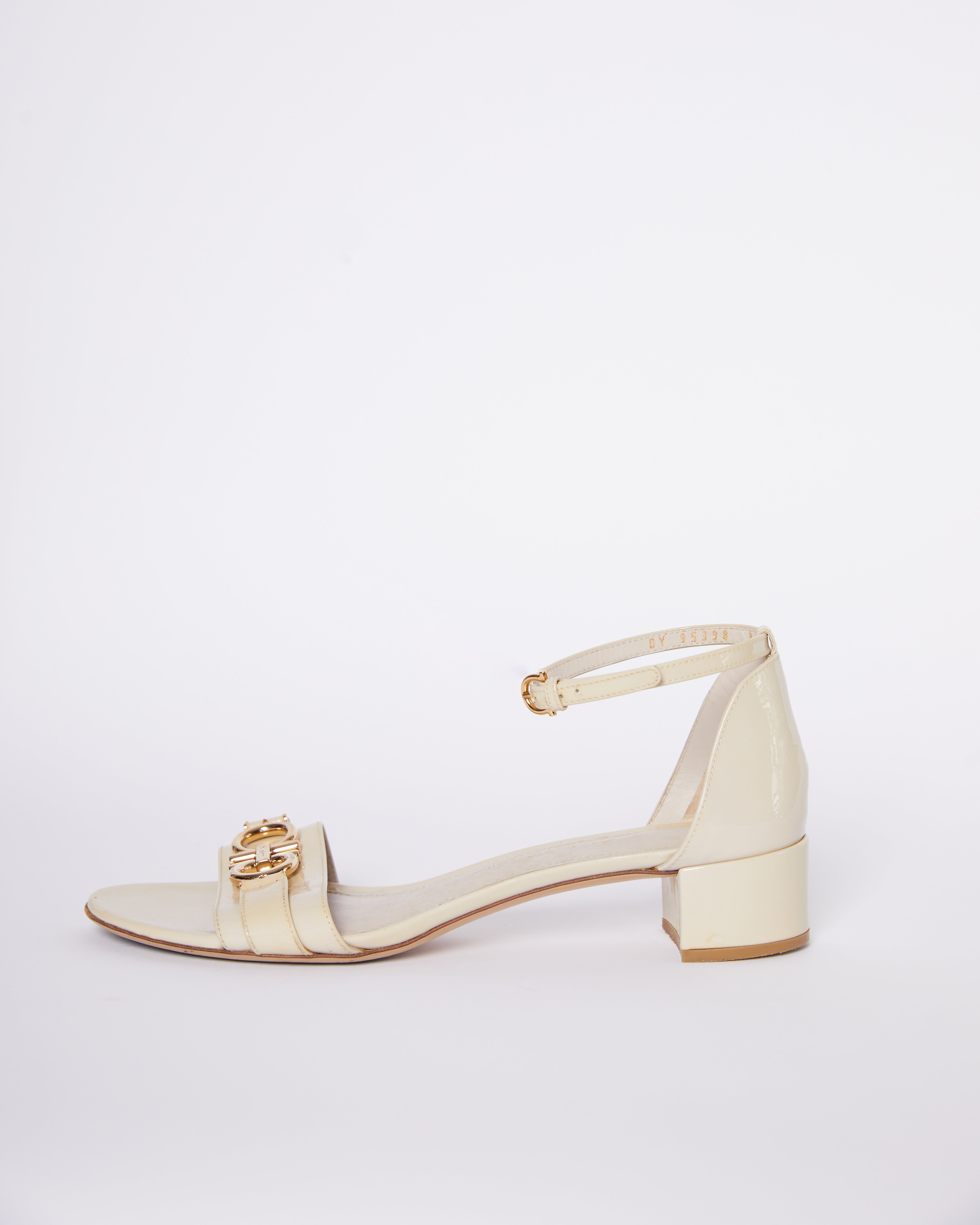 Ferragamo White Sandals Cream Ankle Strap