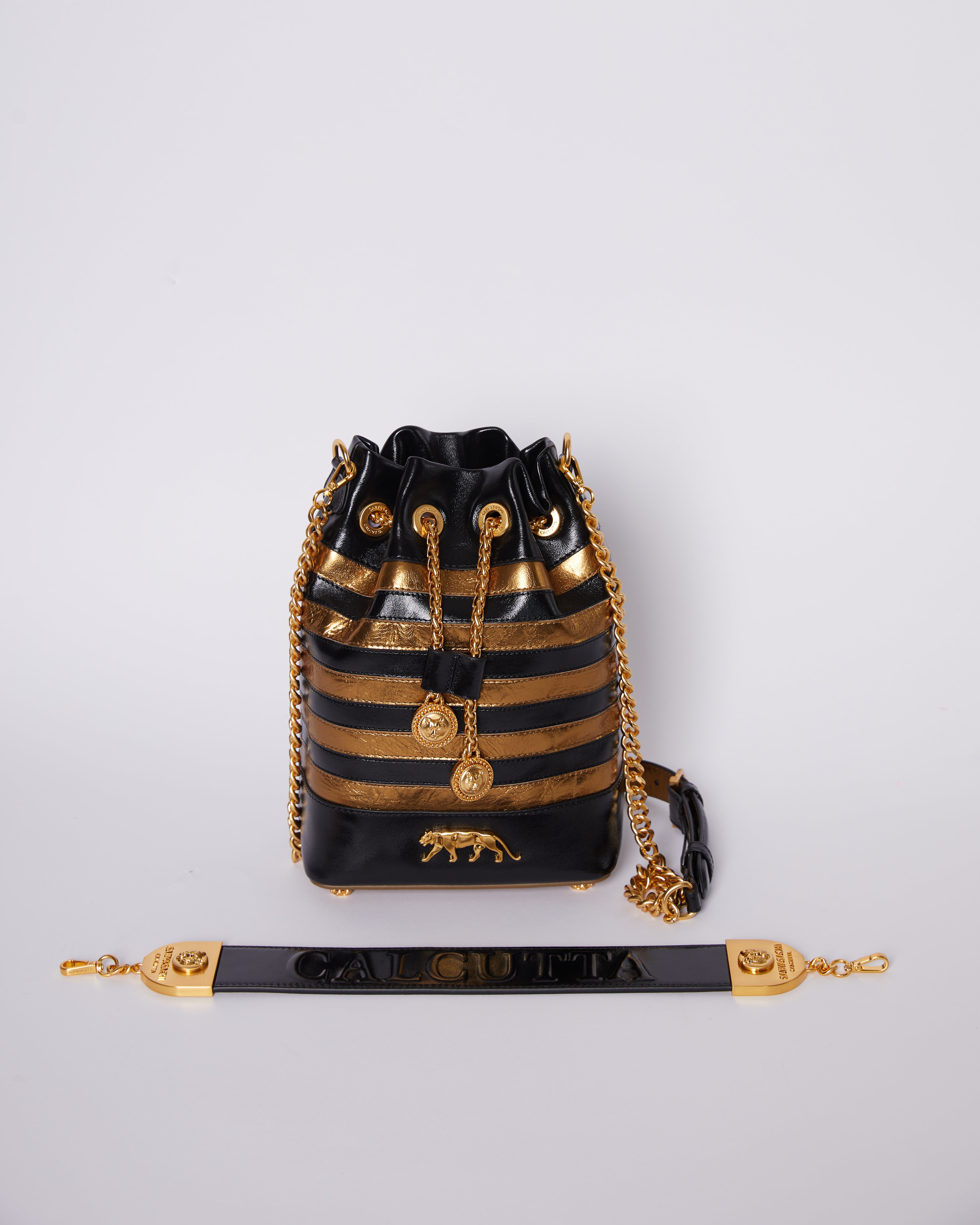 *NEW*Sabyasachi Bucket Bag In Gold & Black