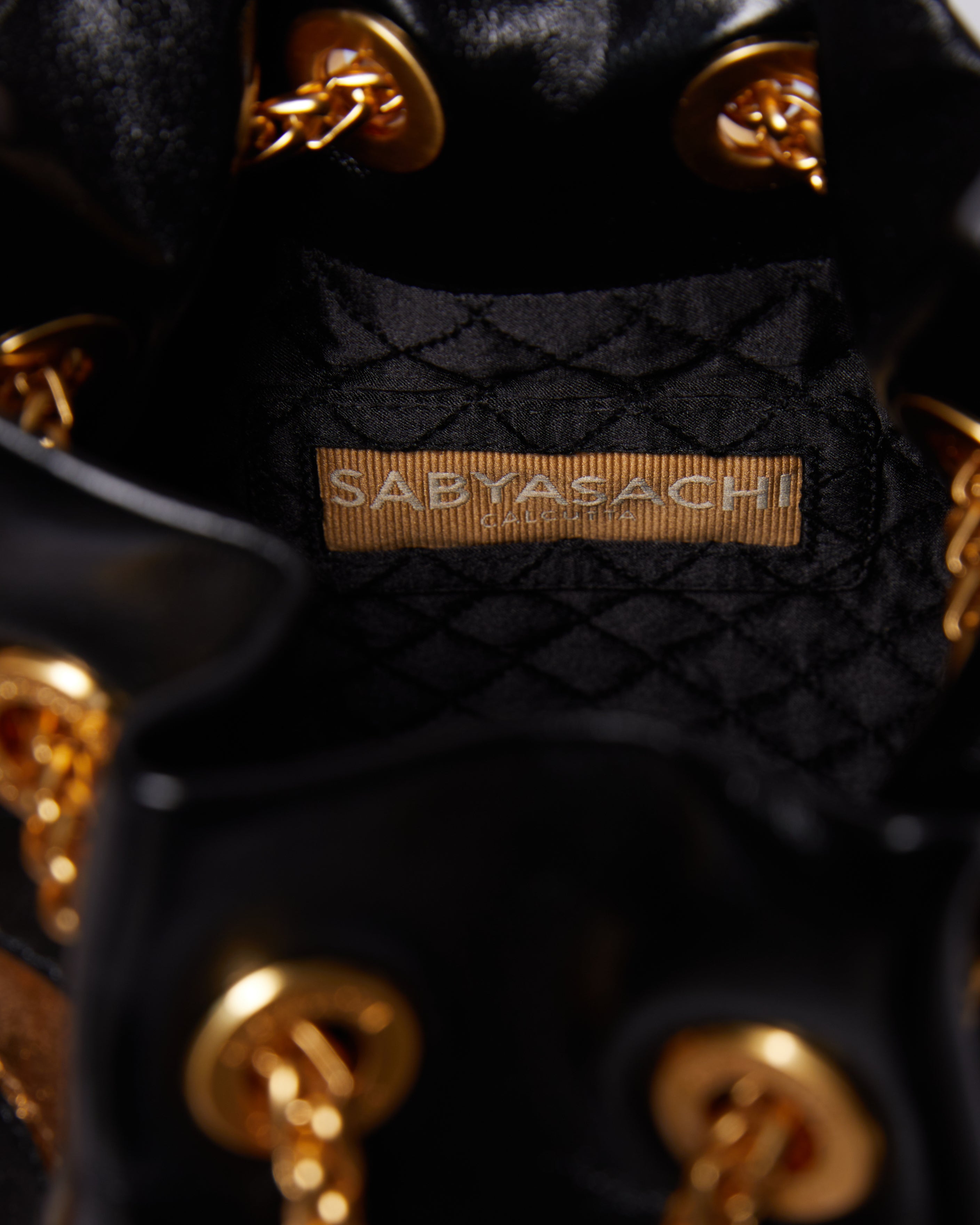 *NEW*Sabyasachi Bucket Bag In Gold & Black