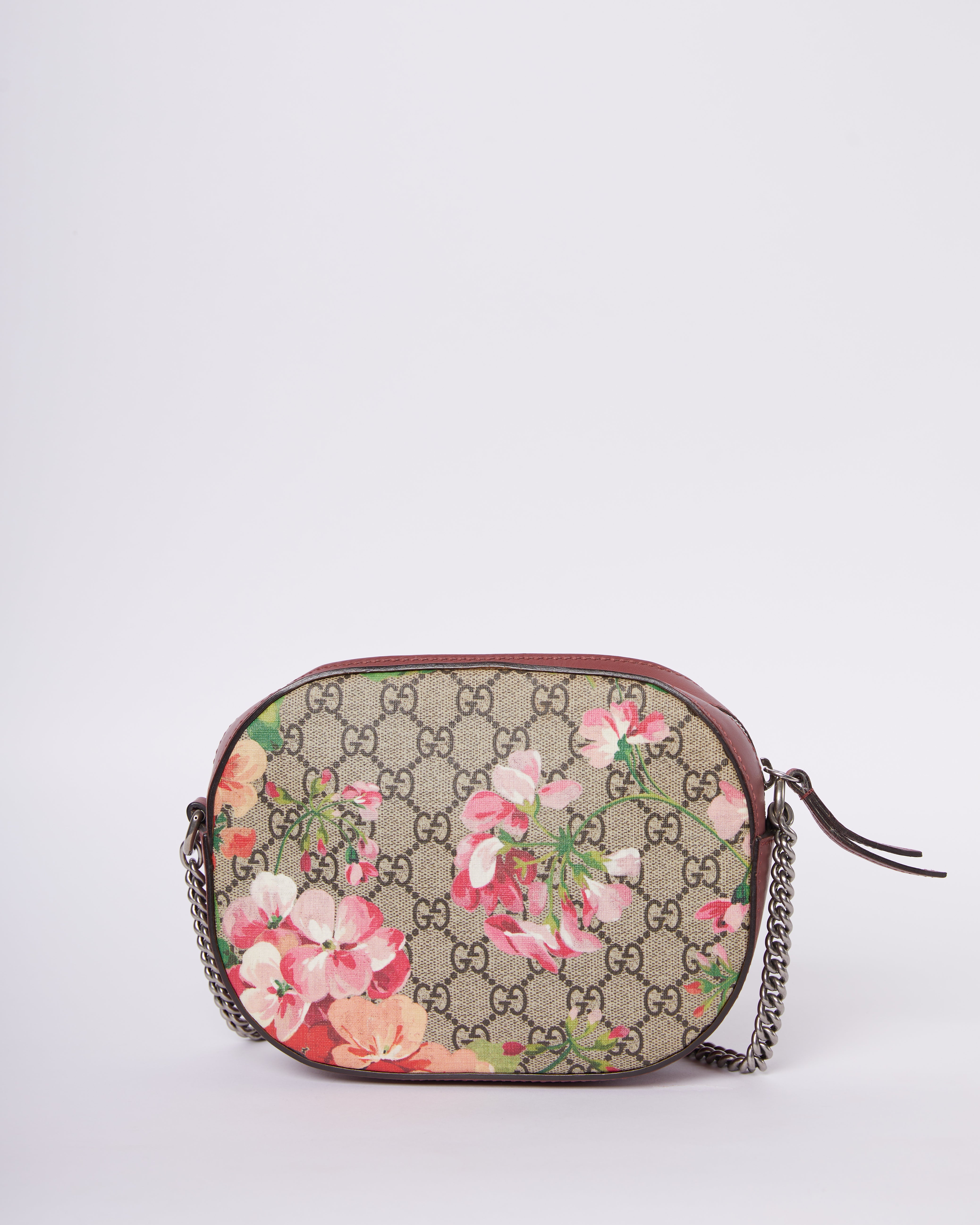 Gucci Multicolour Blooms Print GG Supreme Canvas & Leather Mini Chain Crossbody Bag