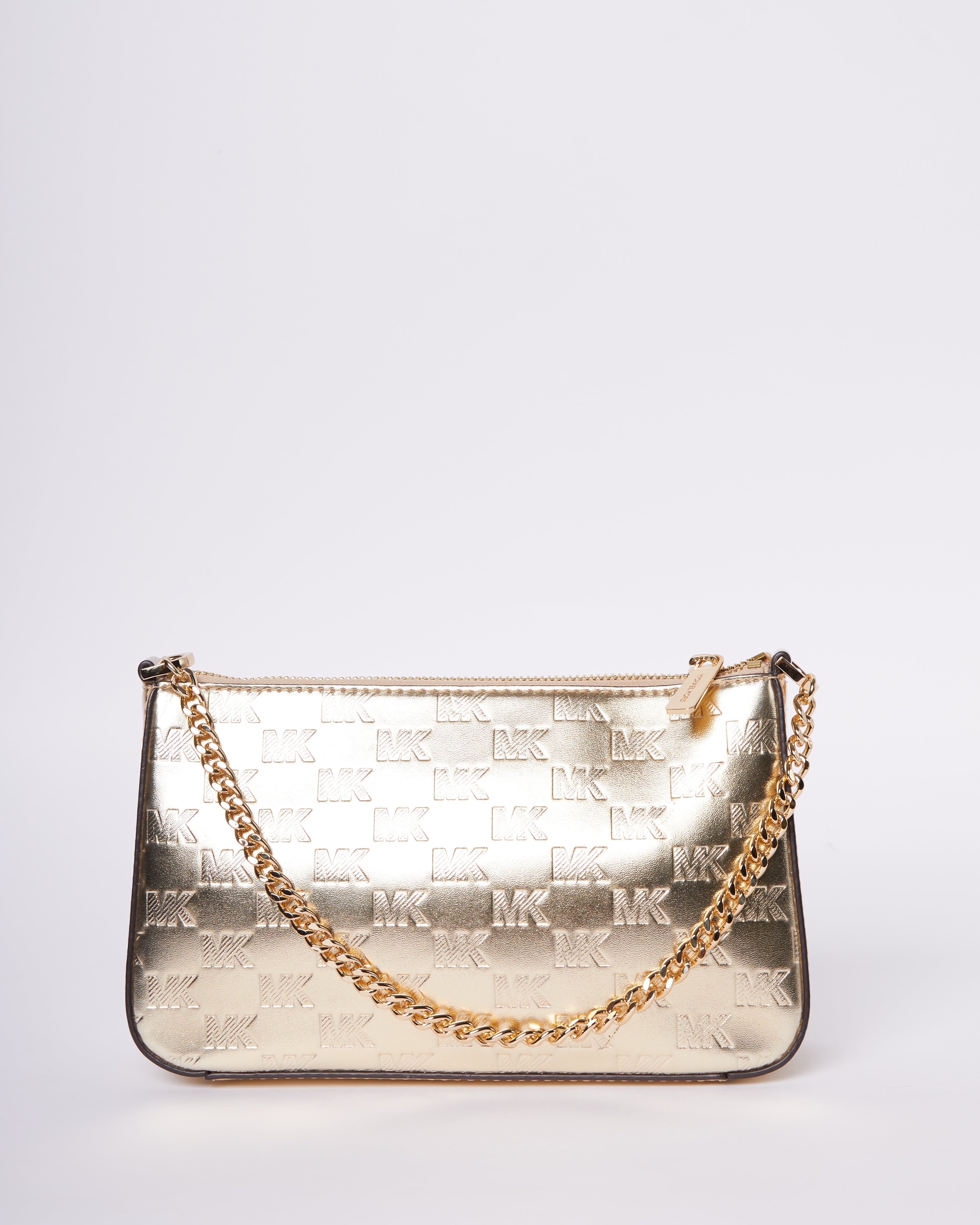 New Michael Kors Jet Set Pouchette Golden Shoulder Chain Crossbody Bag