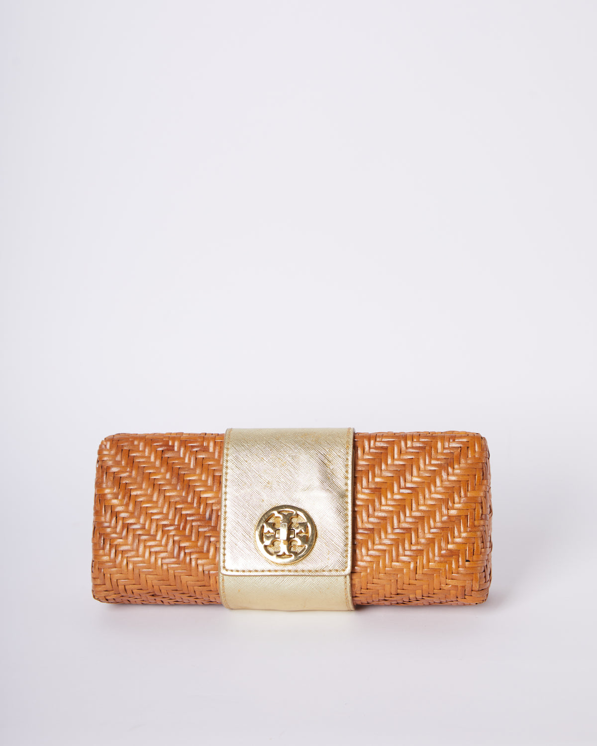 Tory Burch Rattan Silver Clutch