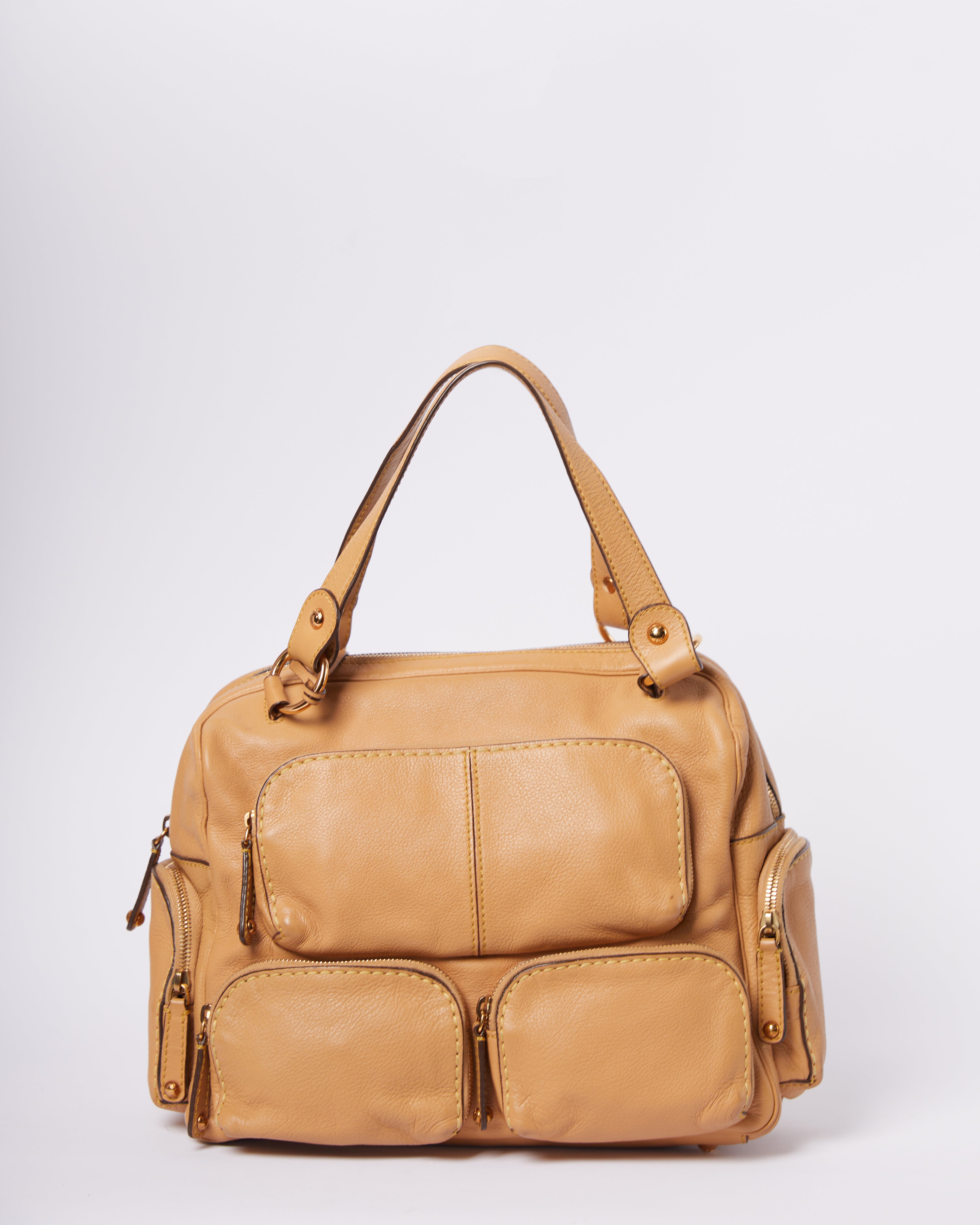 Tod's Tan Leather Multi Pocket Satchel