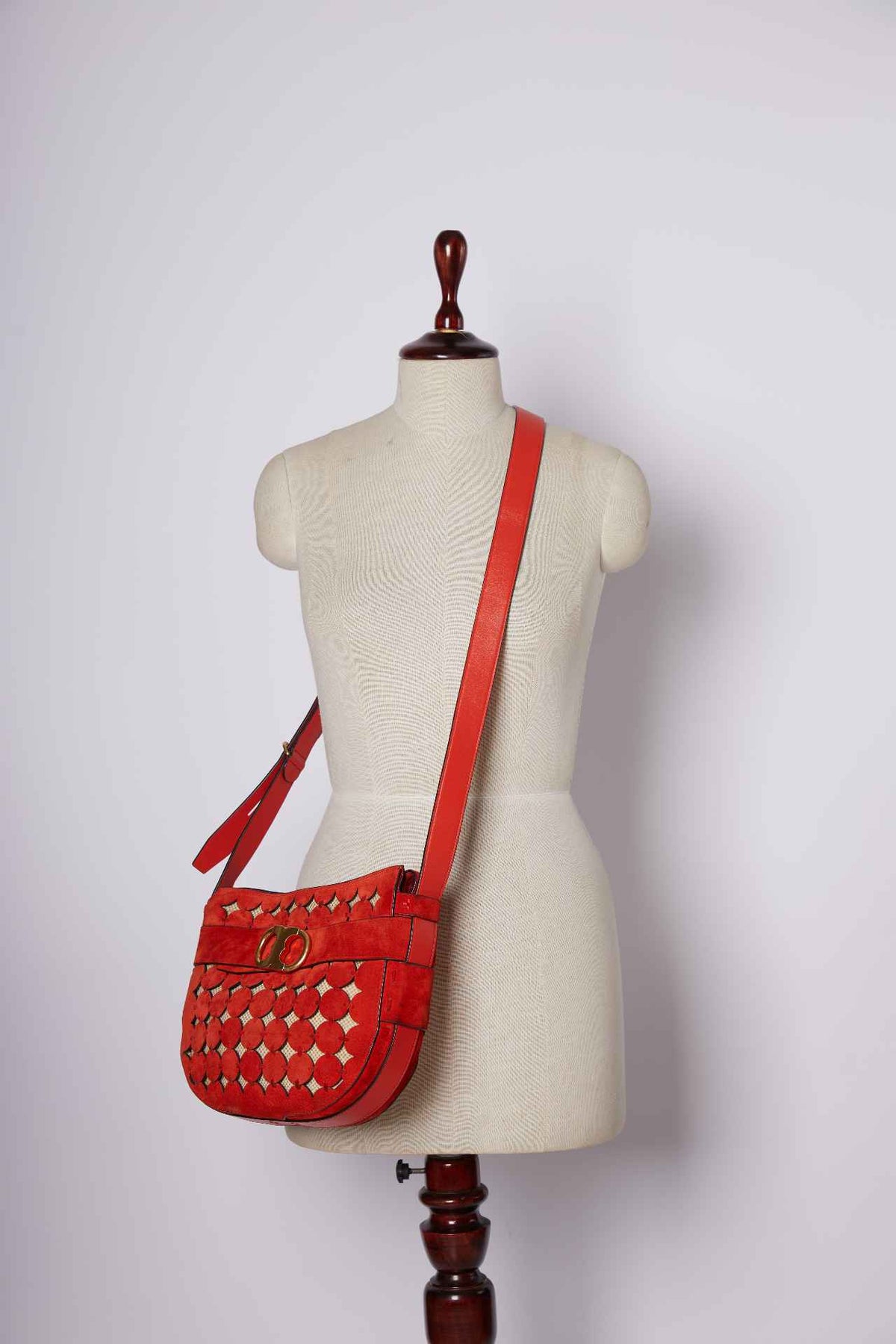 Tory Burch Suede Cutout Gemini Crossbody Bag