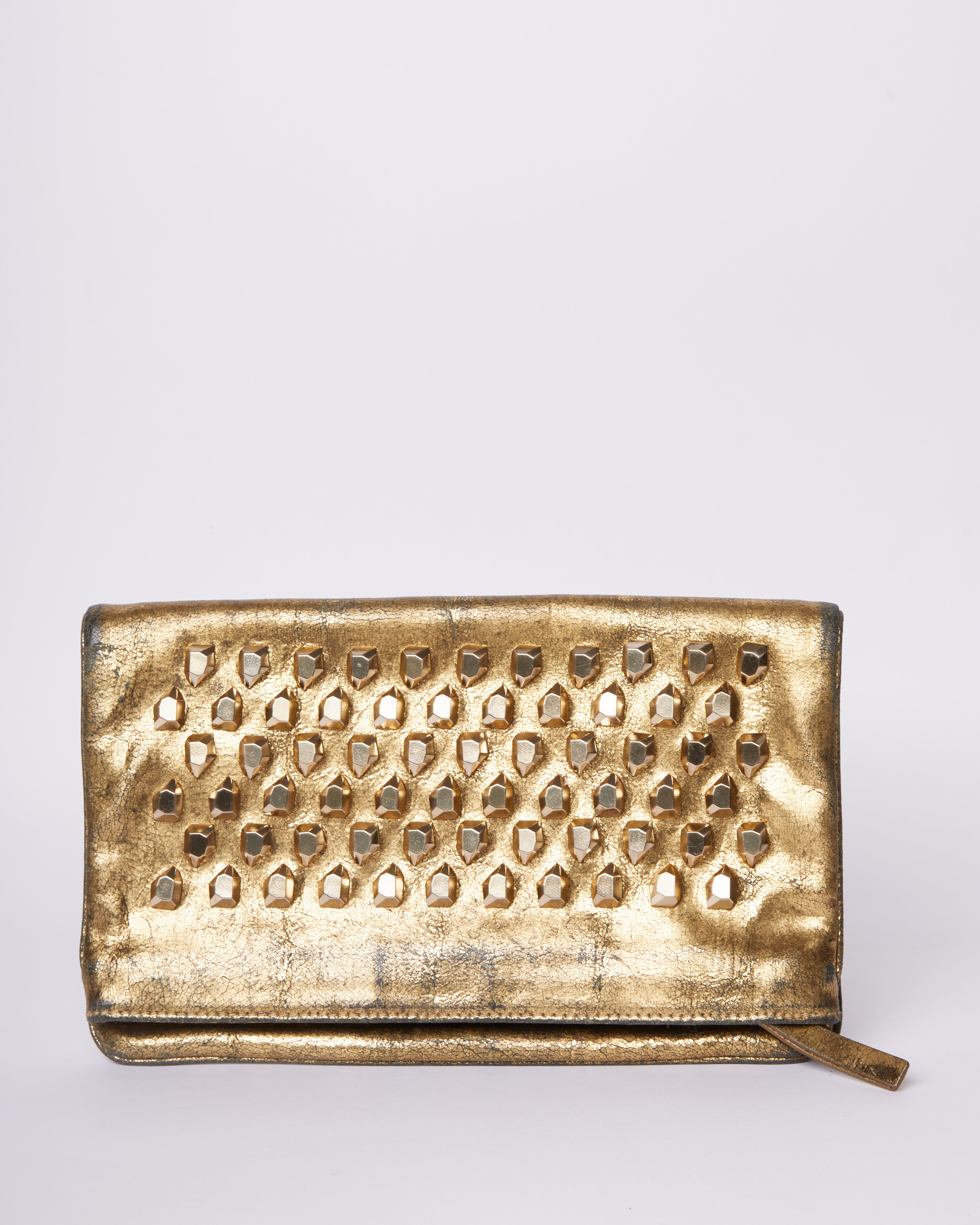 DVF Clutch Bag Studded Philomena In Golden Leather