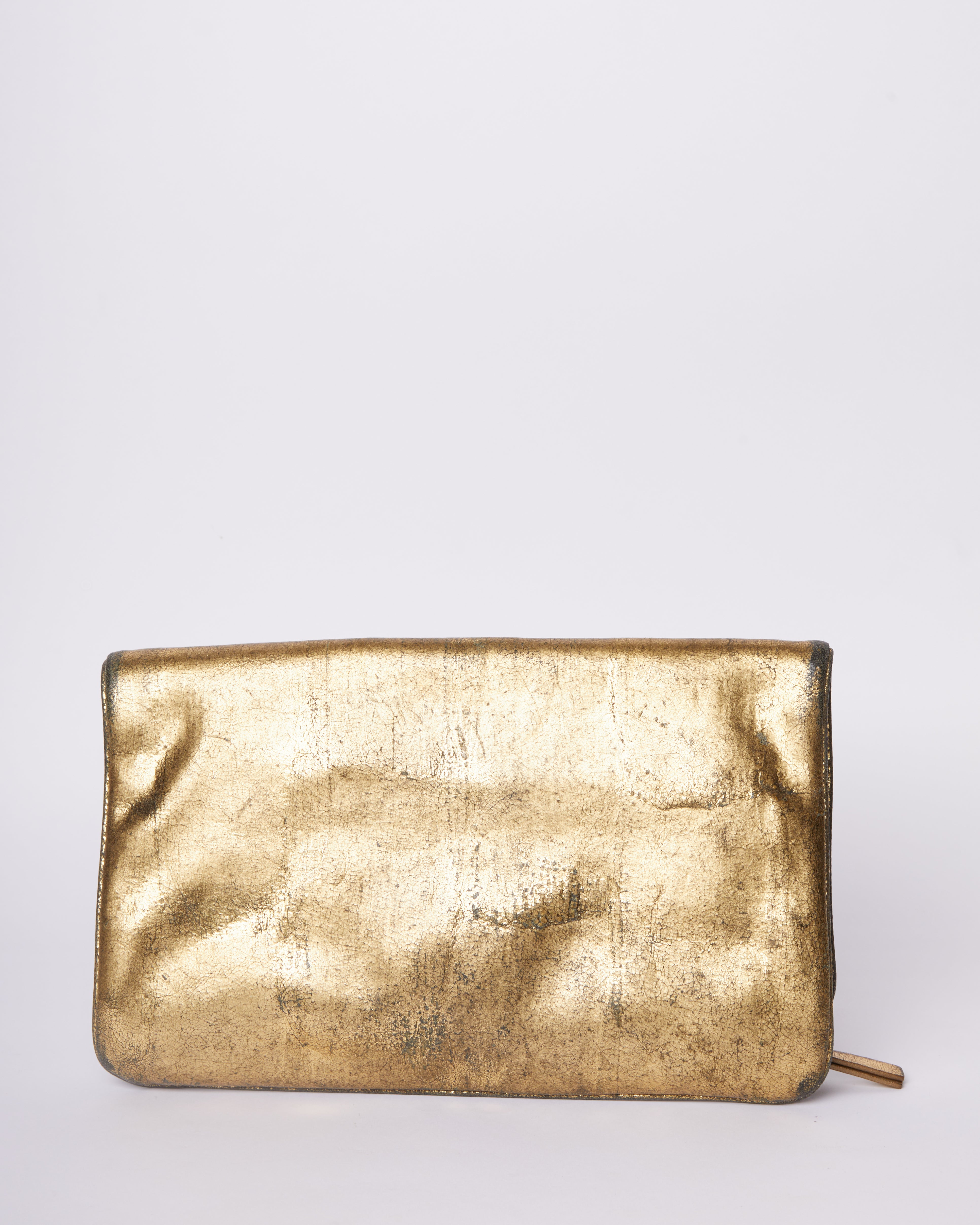 DVF Clutch Bag Studded Philomena In Golden Leather