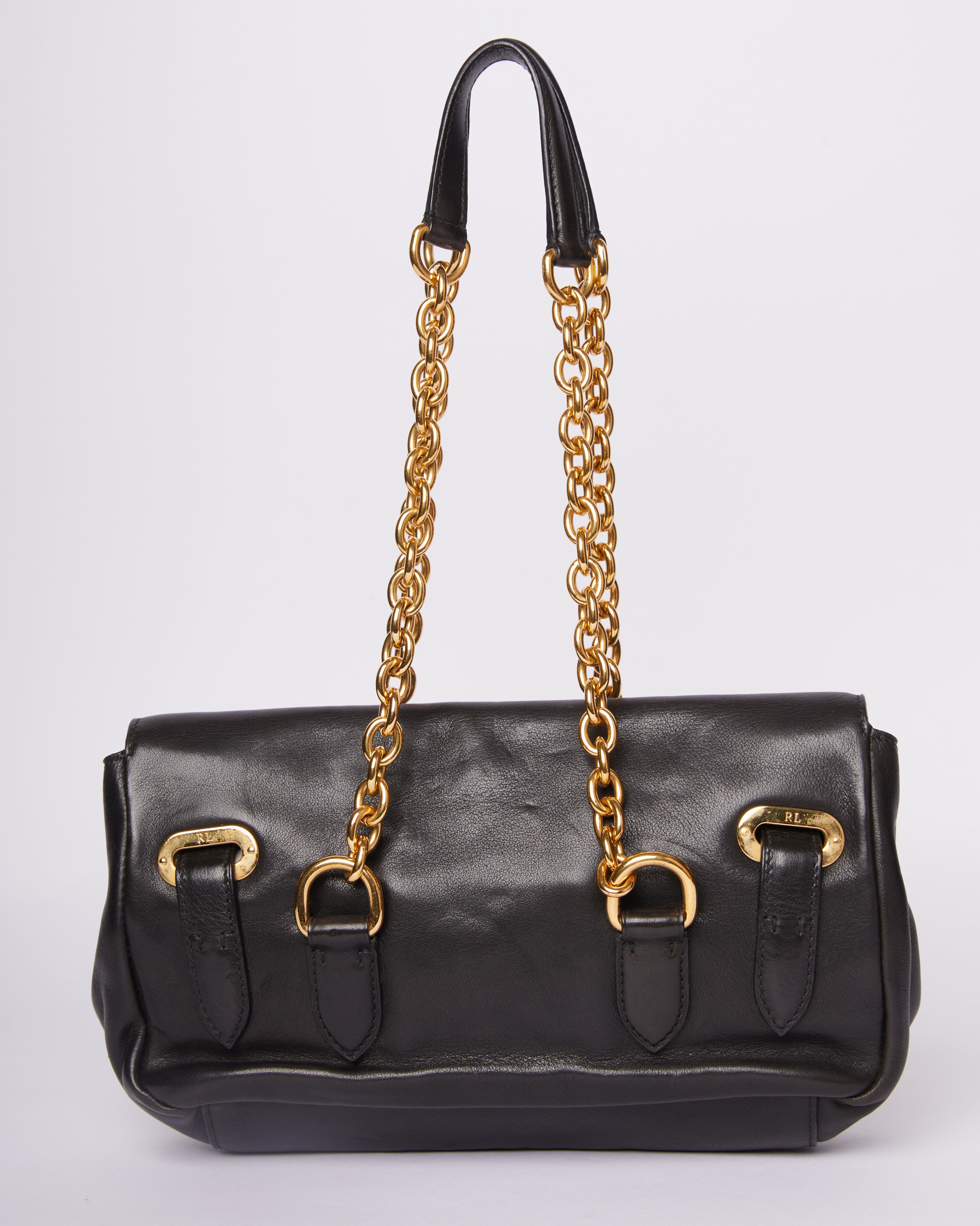 Ralph lauren Chain Link Trimmed Leather Bag