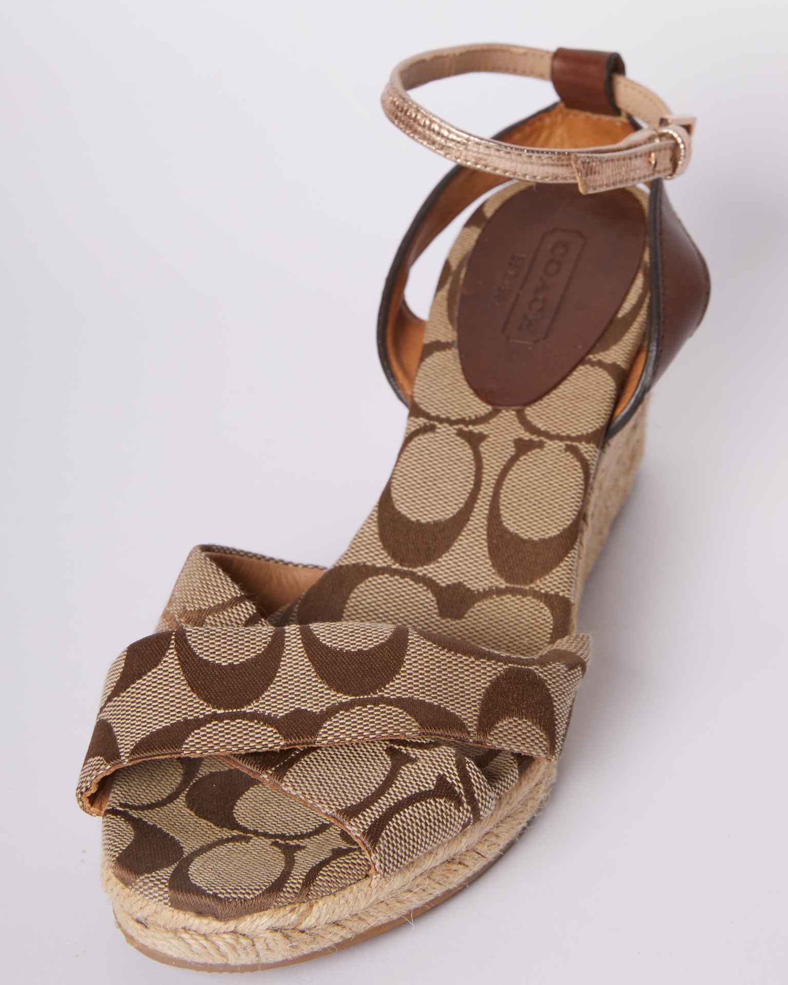 Coach Brown Jacquard Wedges