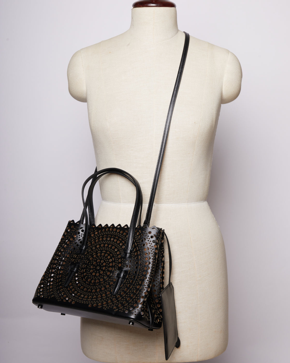 Alaia Black laser cut Tote bag